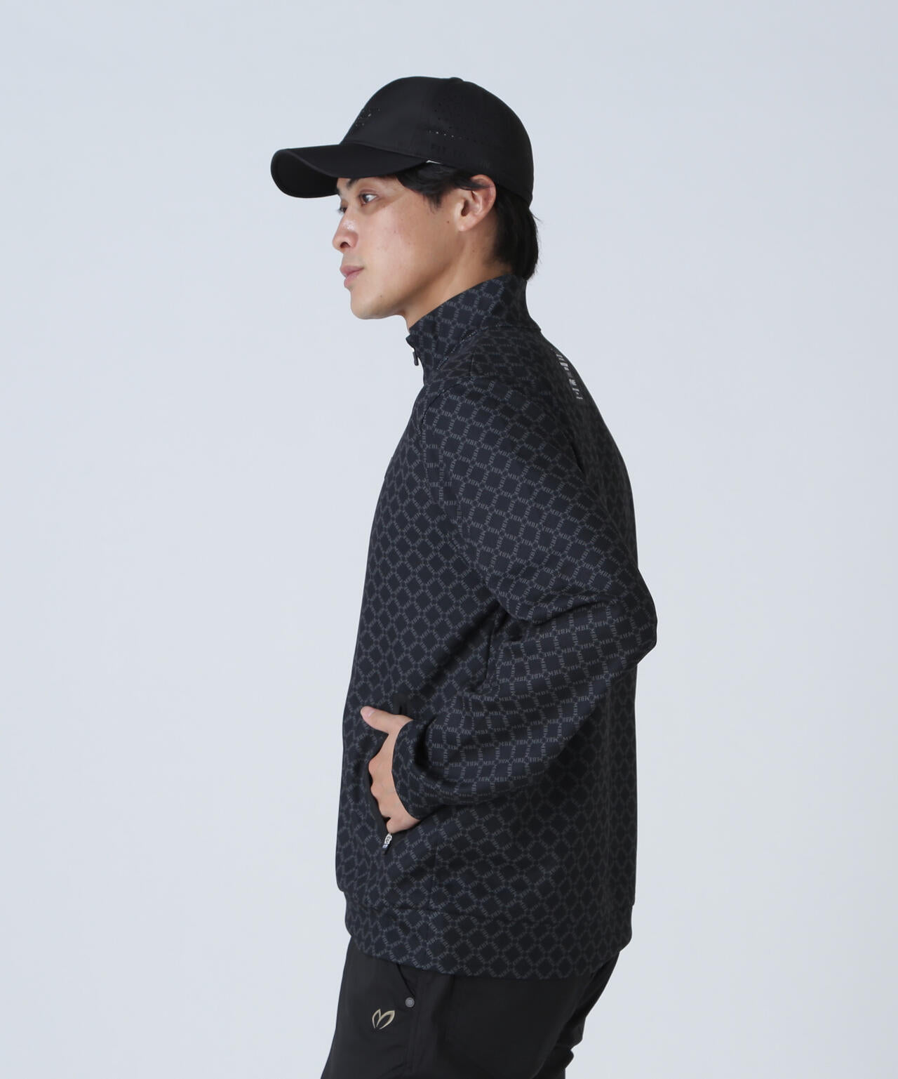 SPXカラミメッシュMBEボックスプリント ハーフジップアップカットソー