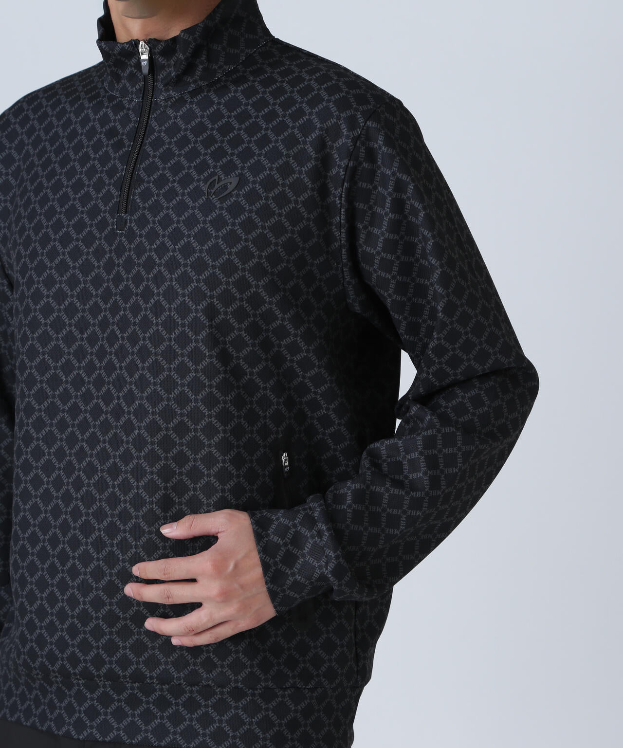 SPXカラミメッシュMBEボックスプリント ハーフジップアップカットソー