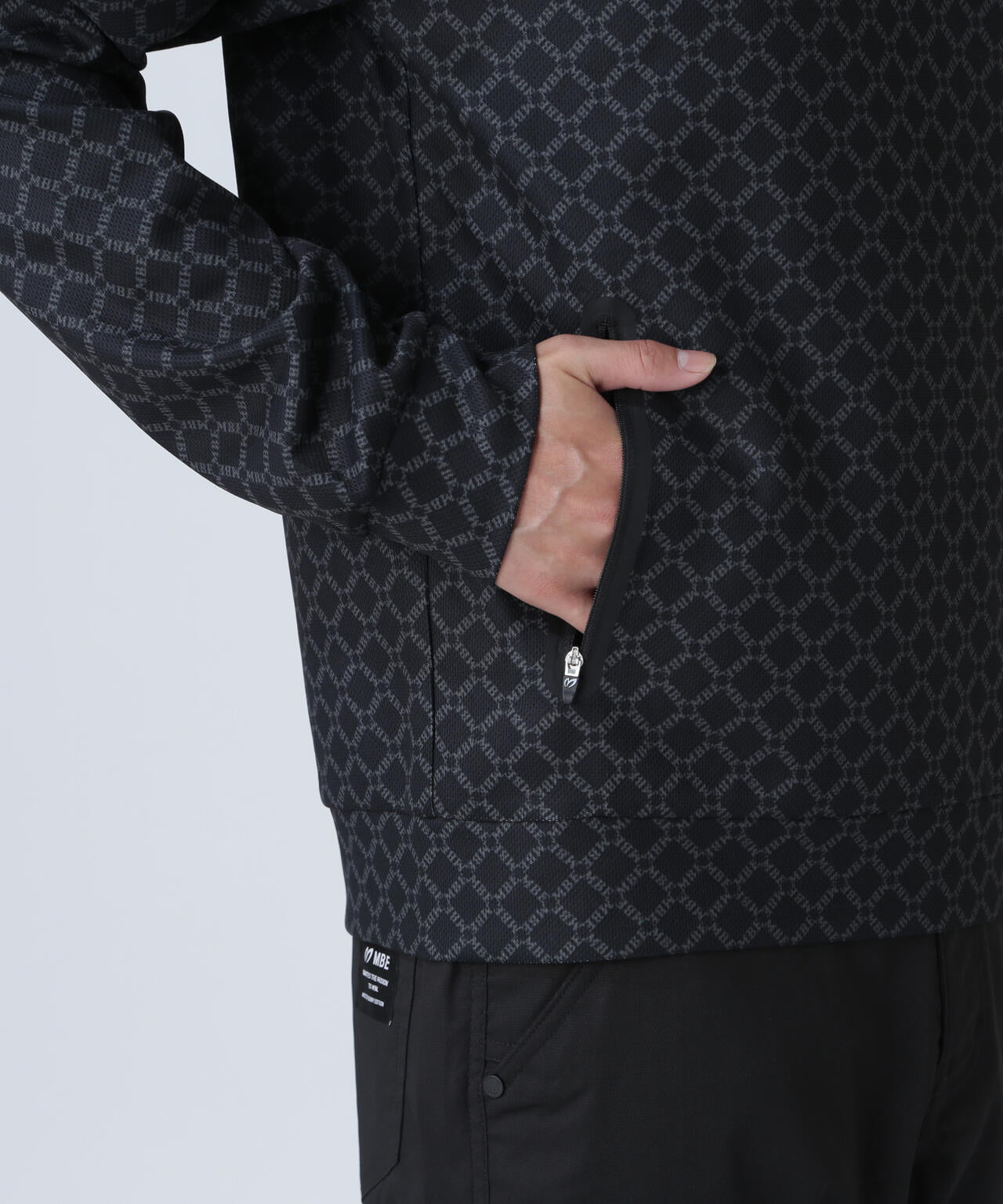 SPXカラミメッシュMBEボックスプリント ハーフジップアップカットソー