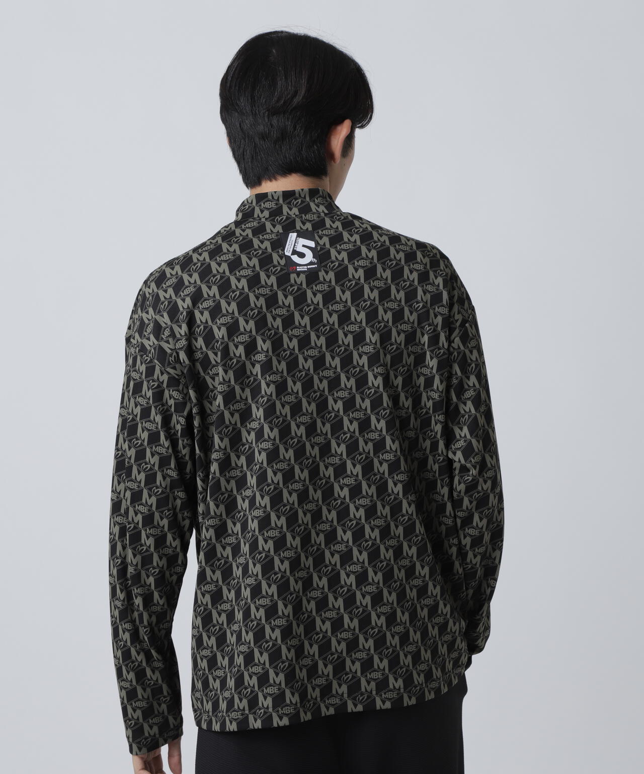 エコブルーMキューブジャガード長袖ハイネックカットソー