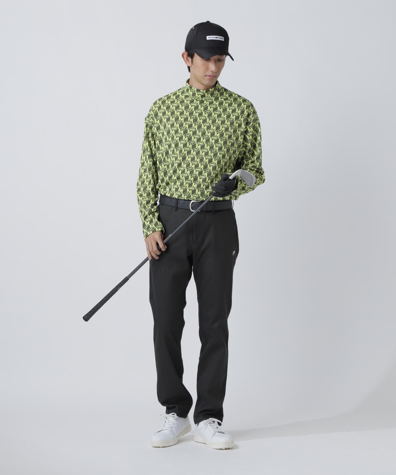 エコブルーMキューブジャガード長袖ハイネックカットソー