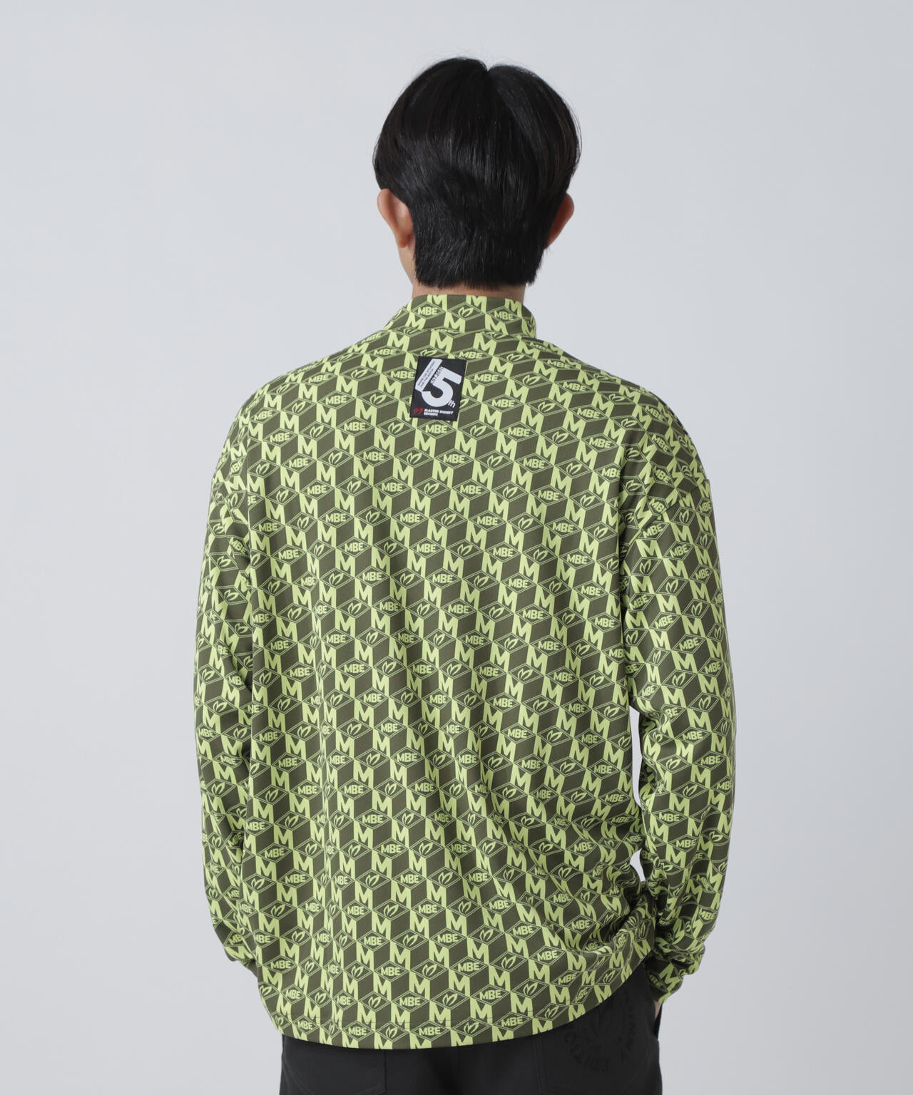 エコブルーMキューブジャガード長袖ハイネックカットソー