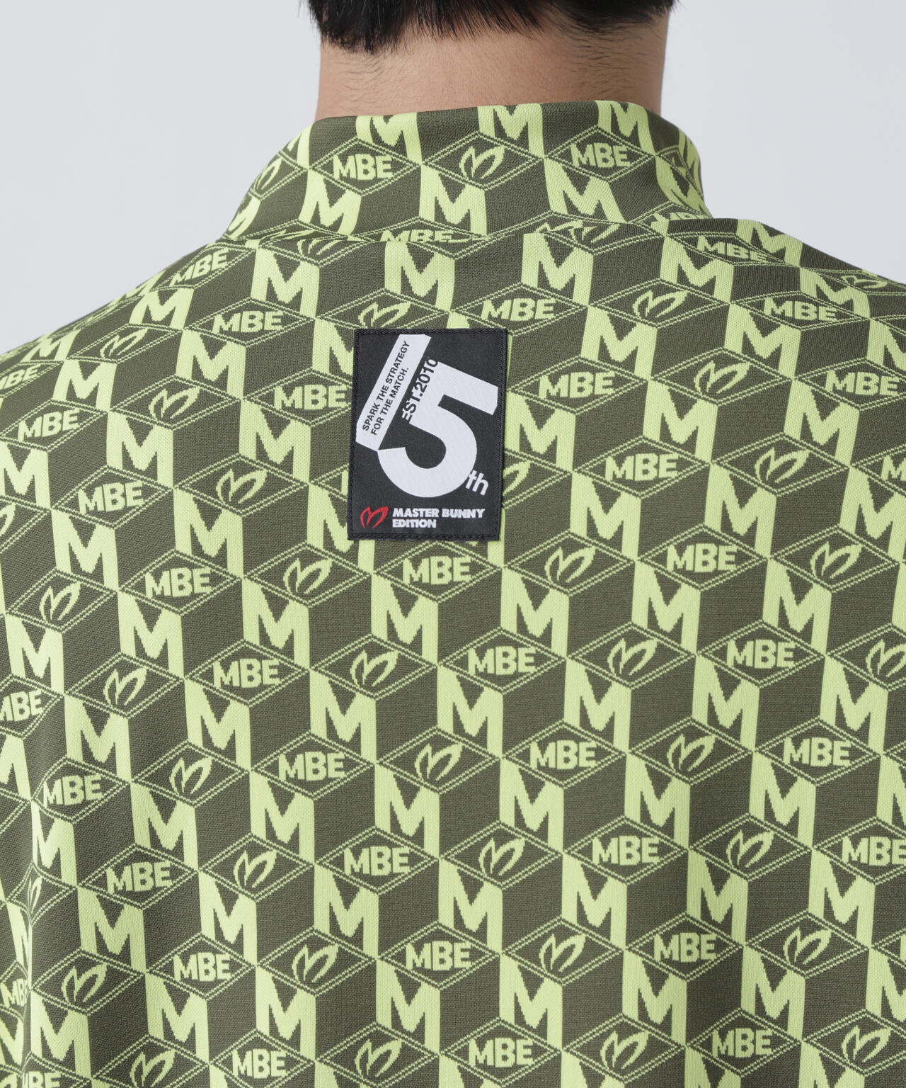 エコブルーMキューブジャガード長袖ハイネックカットソー