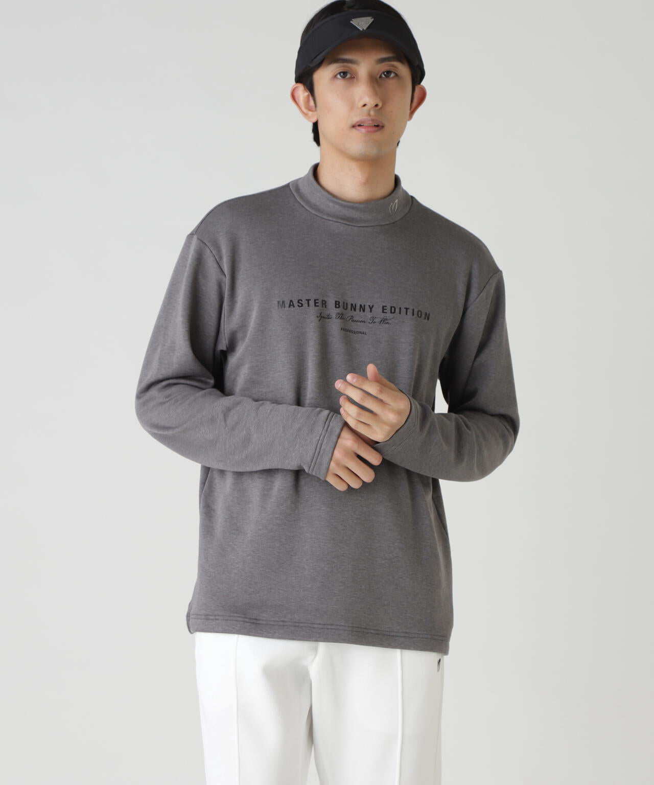 美品】マスターバニー 長袖ハイネックシャツ 黒×白 裏起毛 ストレッチ