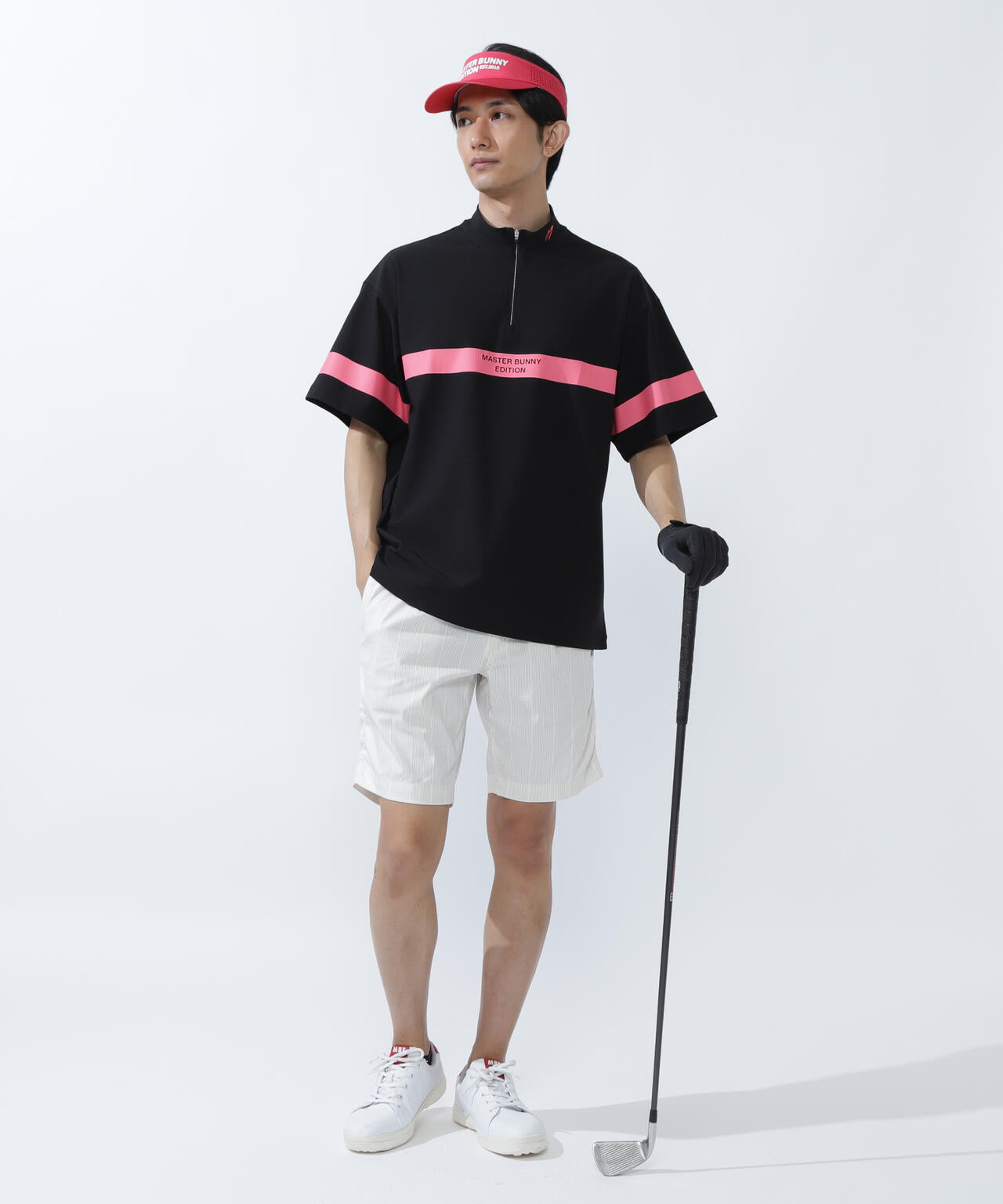 フルダルメッシュ半袖ハーフジップアップカットソー