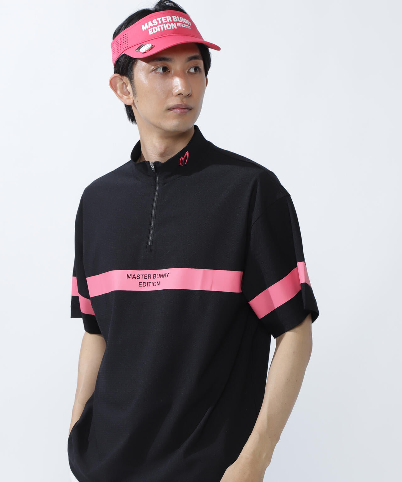 フルダルメッシュ半袖ハーフジップアップカットソー