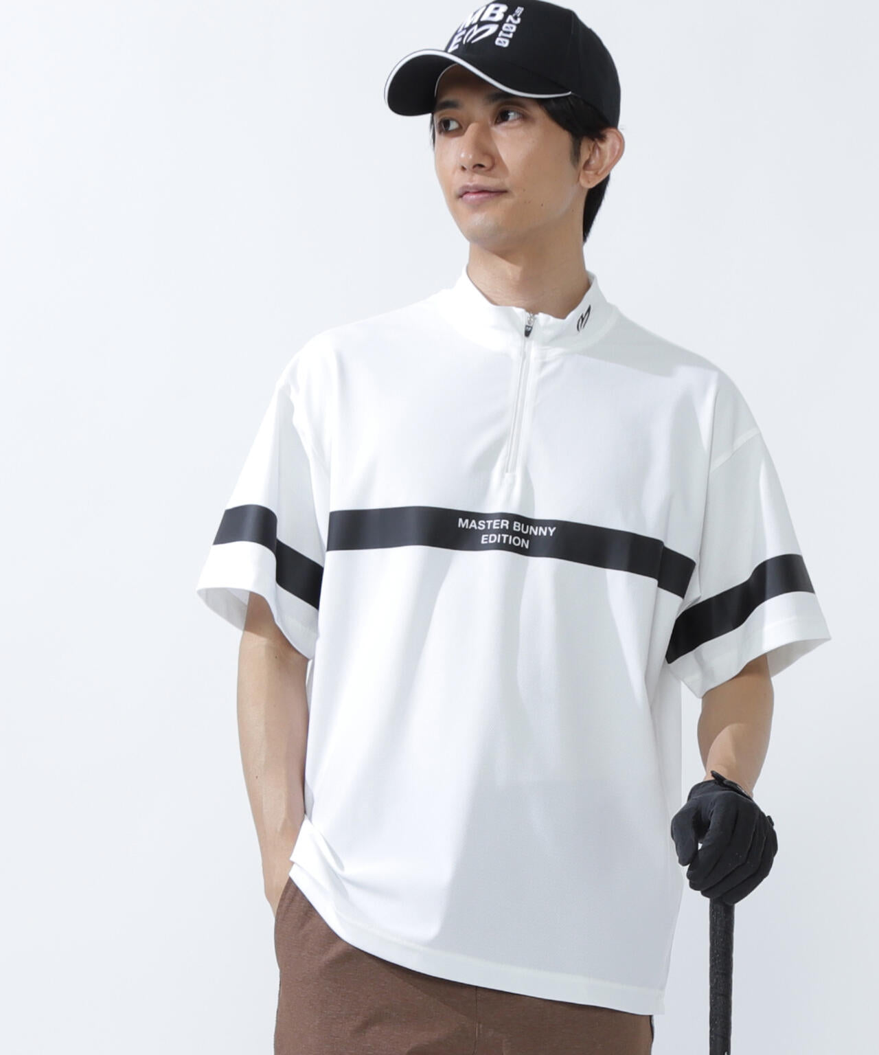 フルダルメッシュ半袖ハーフジップアップカットソー