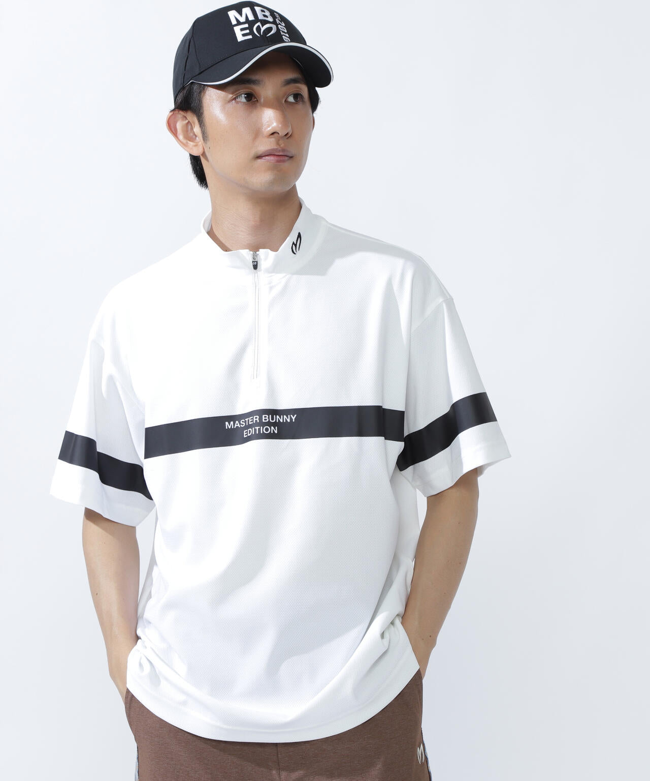 フルダルメッシュ半袖ハーフジップアップカットソー