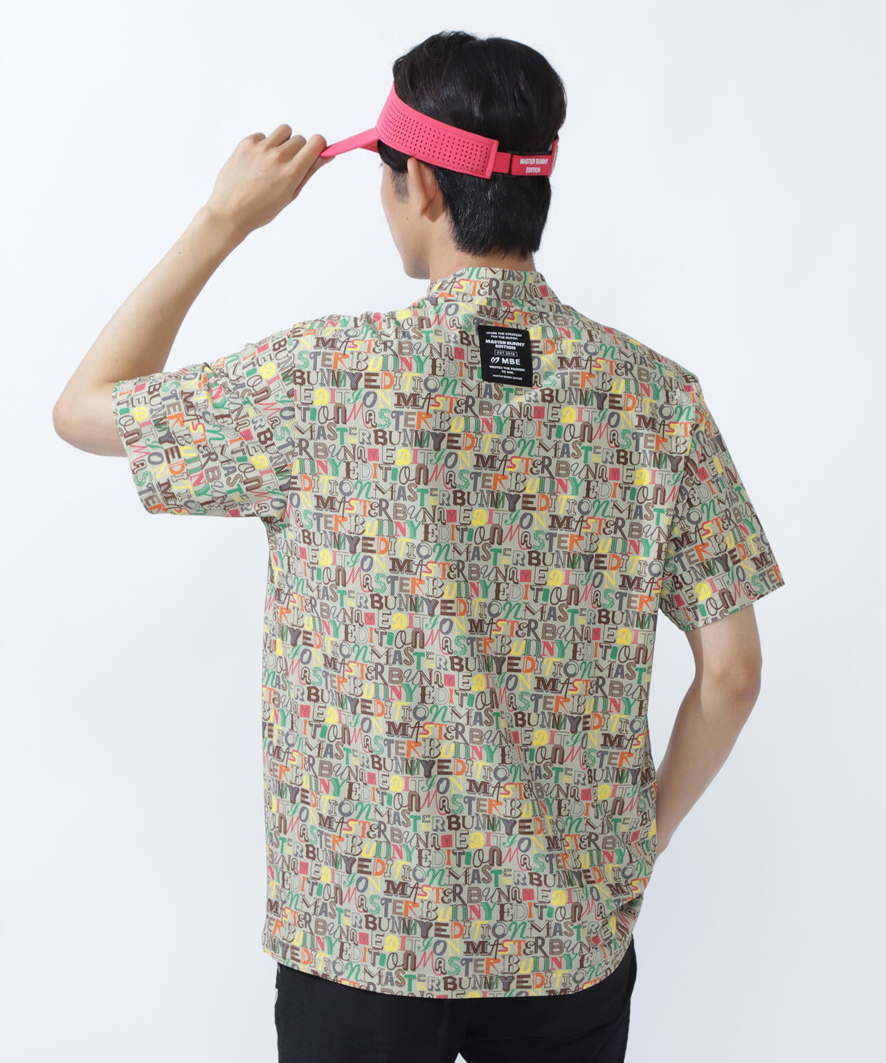 4WAYナイロントリコットマルチロゴプリント半袖モックネックカットソー