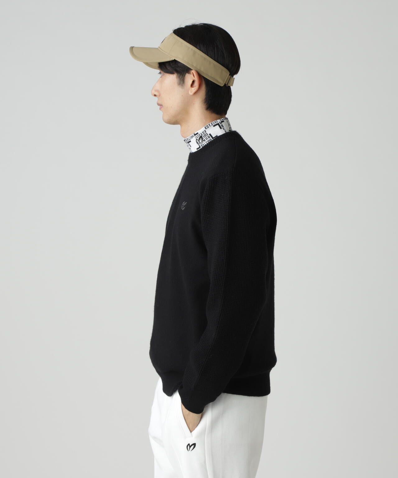 裏付きクルーネックニットプルオーバー