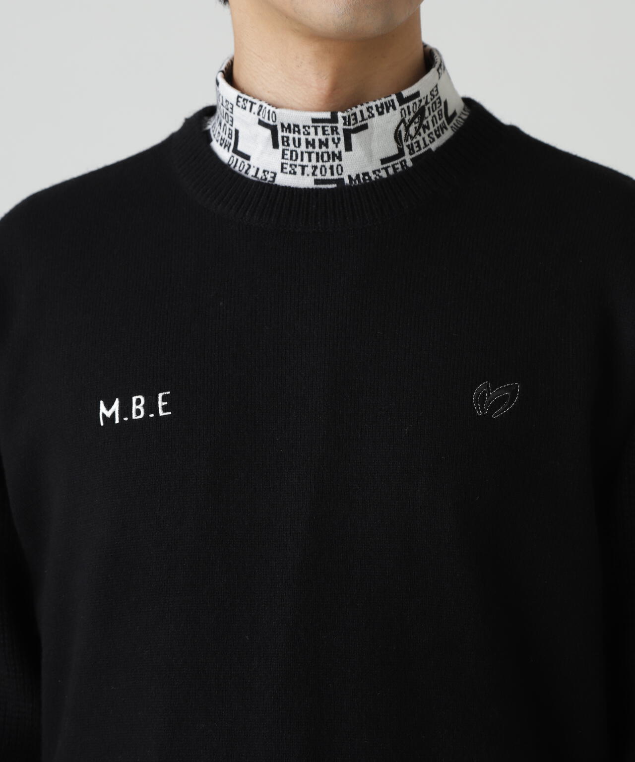 裏付きクルーネックニットプルオーバー