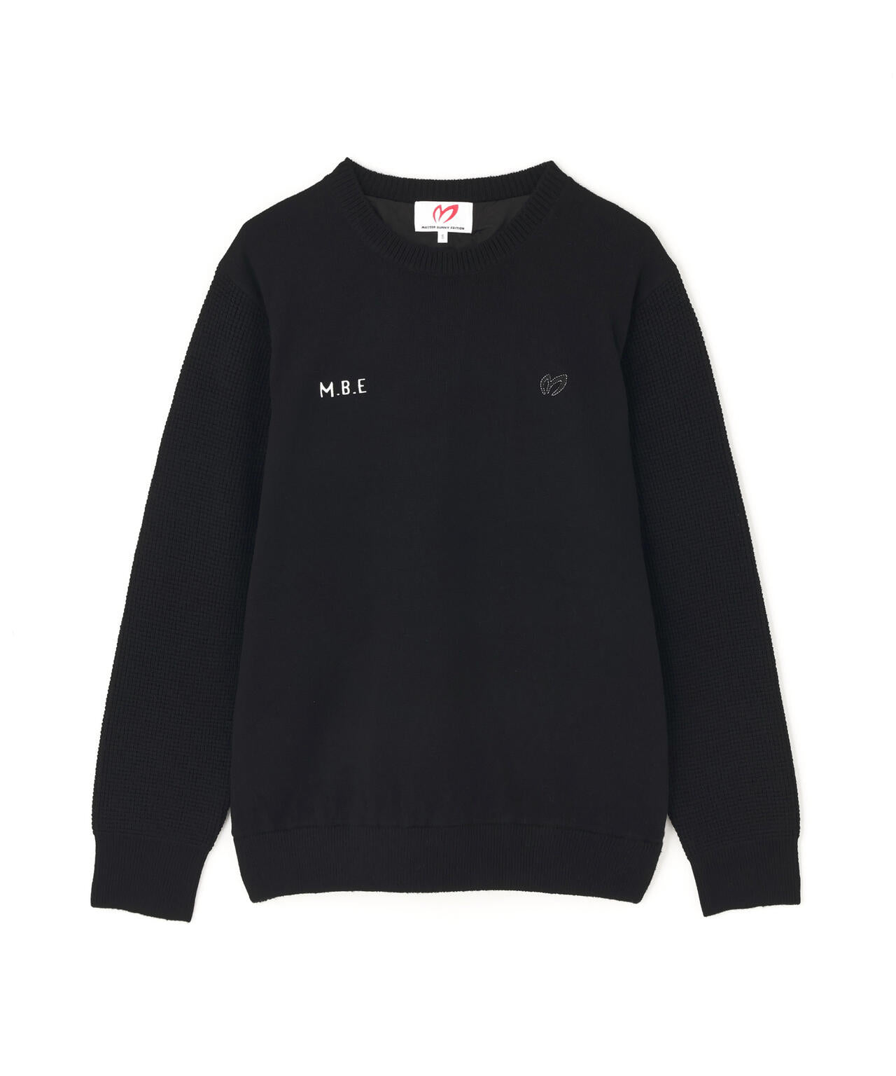 裏付きクルーネックニットプルオーバー