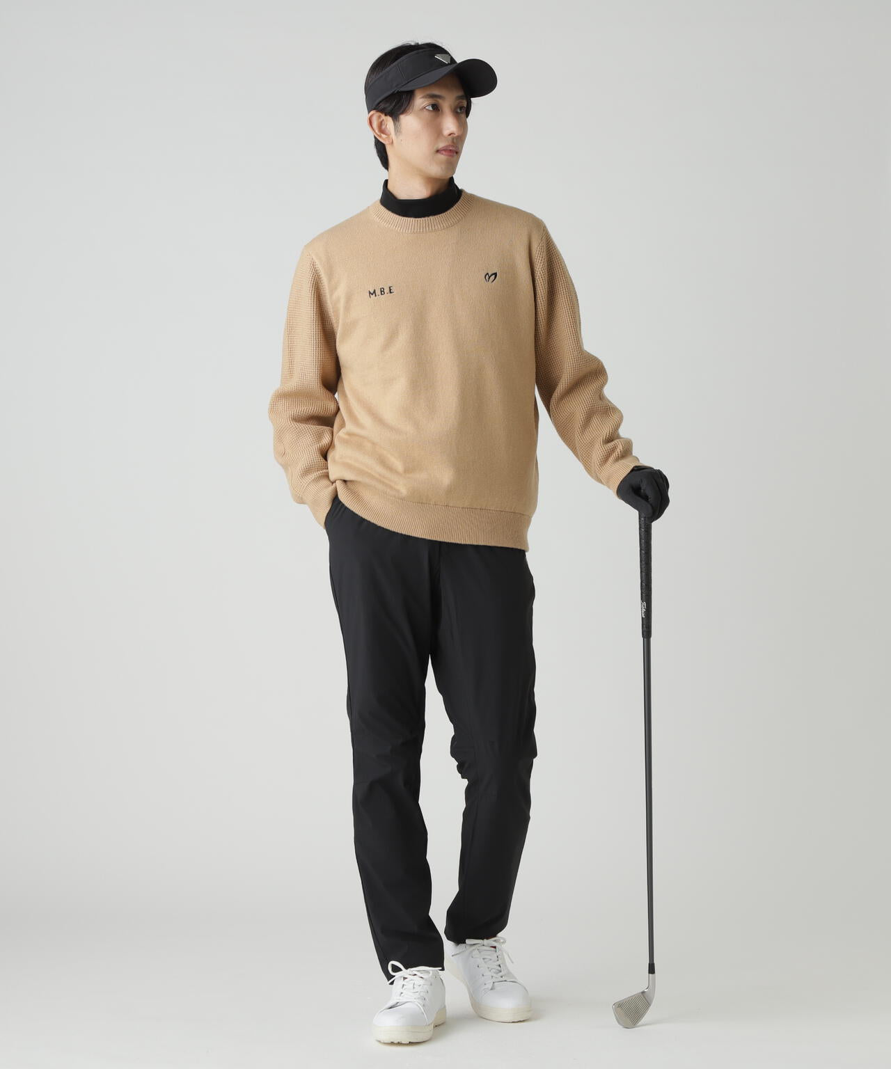 裏付きクルーネックニットプルオーバー