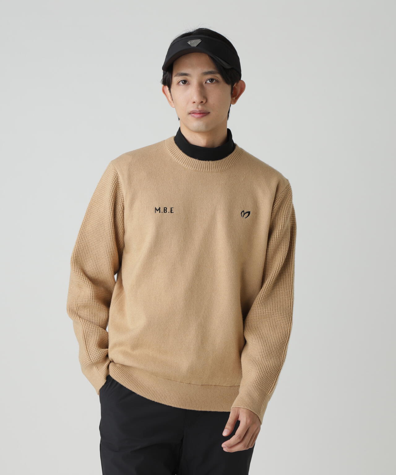 裏付きクルーネックニットプルオーバー