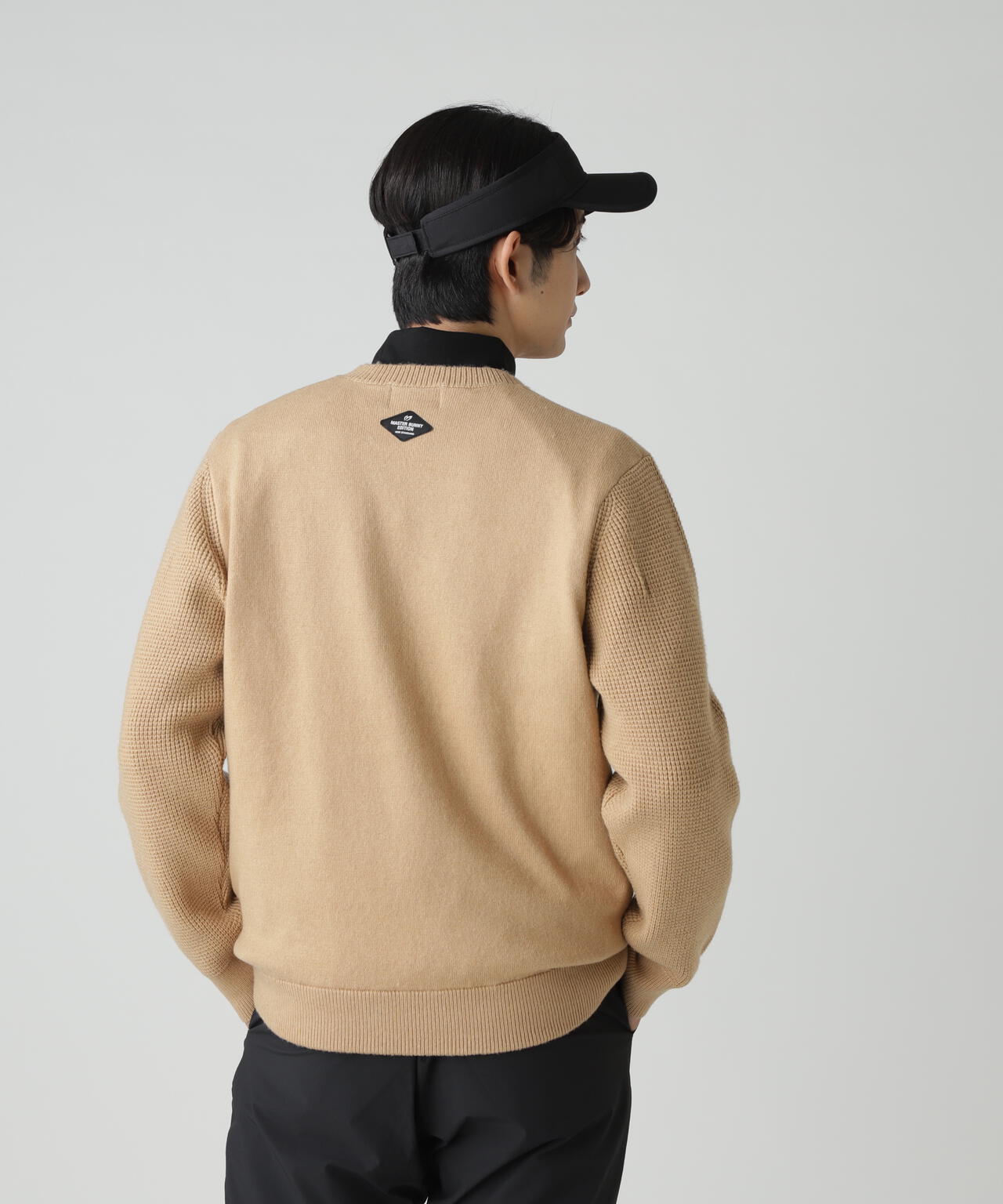 裏付きクルーネックニットプルオーバー