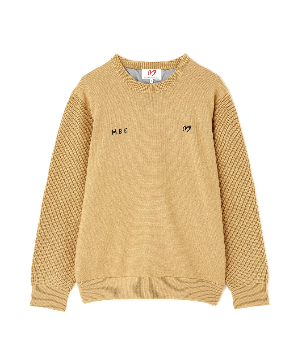 裏付きクルーネックニットプルオーバー