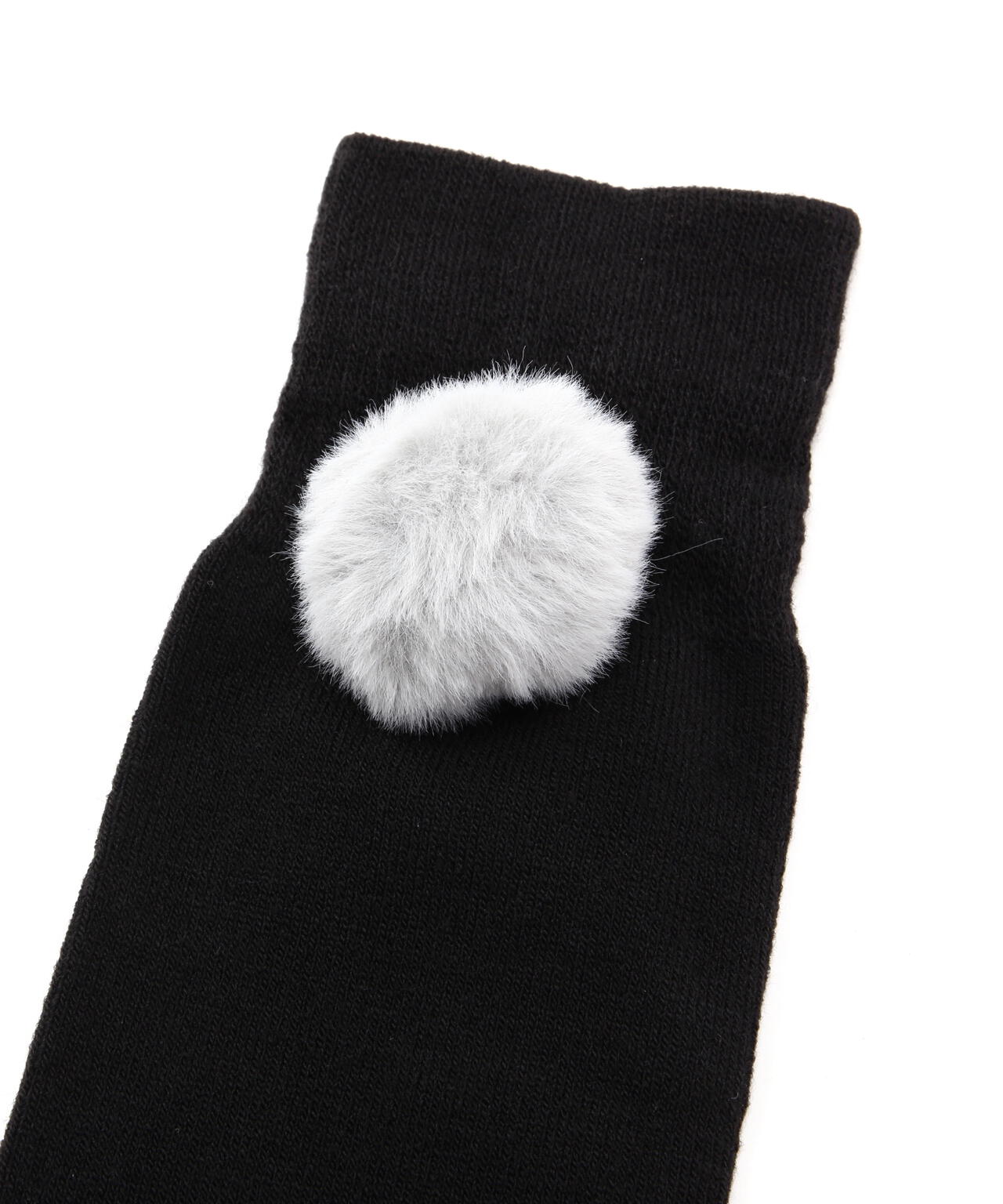 ファーポン付きニーハイソックス (LADIES)