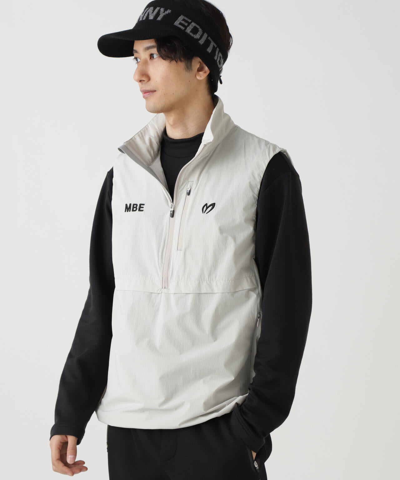 カジナイロンストレッチハーフジップアップベスト