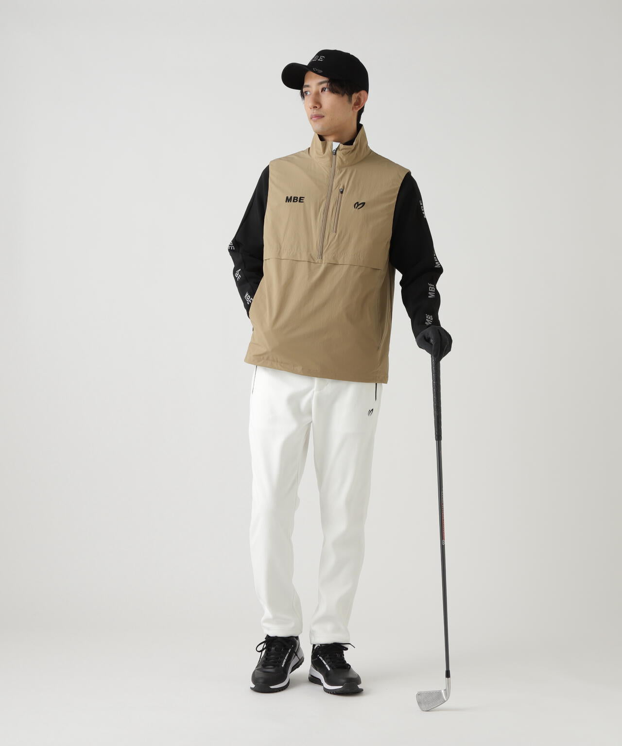 カジナイロンストレッチハーフジップアップベスト