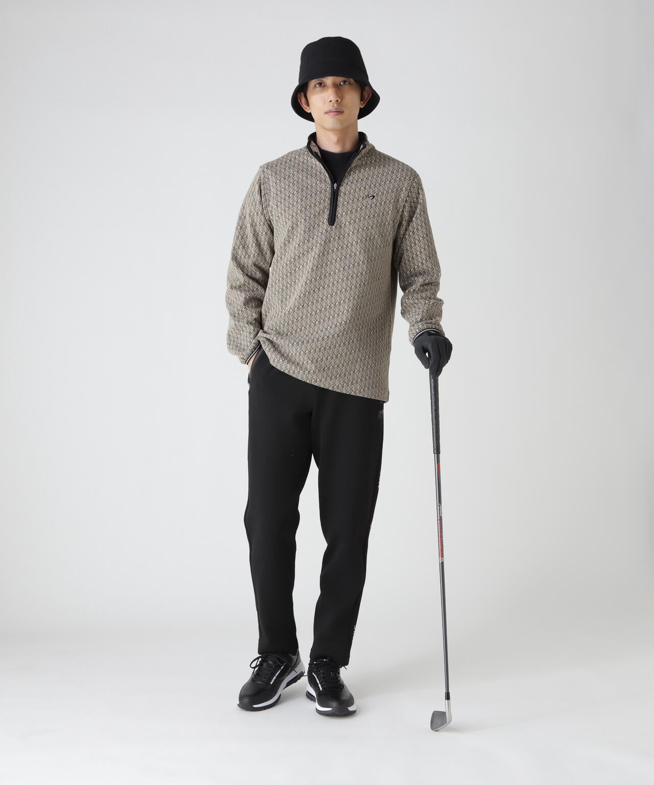 幾何柄起毛ジャガードハーフジップアップカットソー | MASTER BUNNY