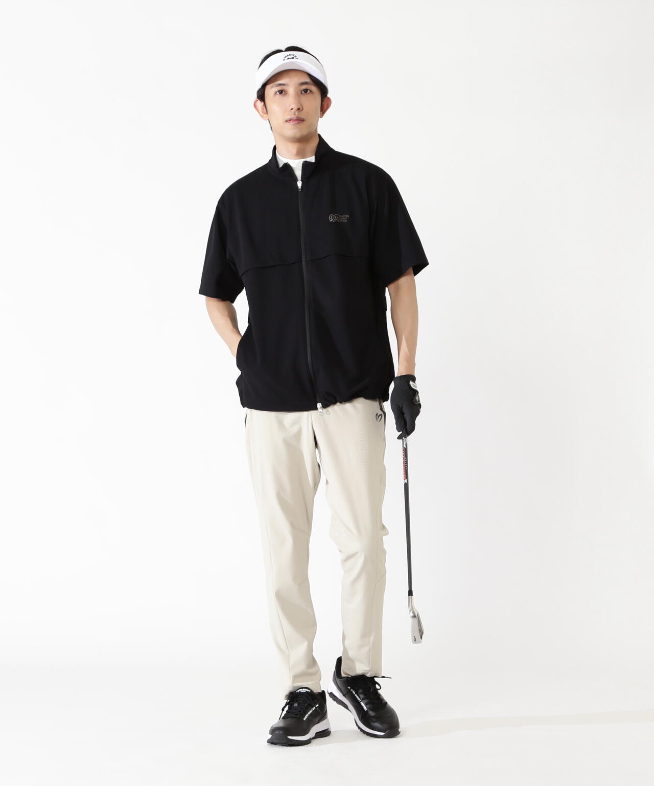 新品 マスターバニー リバーシブルメッシュ半袖カットソー(6)LL/チャコール ポリエステルニットドビー半袖フルジップカットソー | MASTER BUNNY