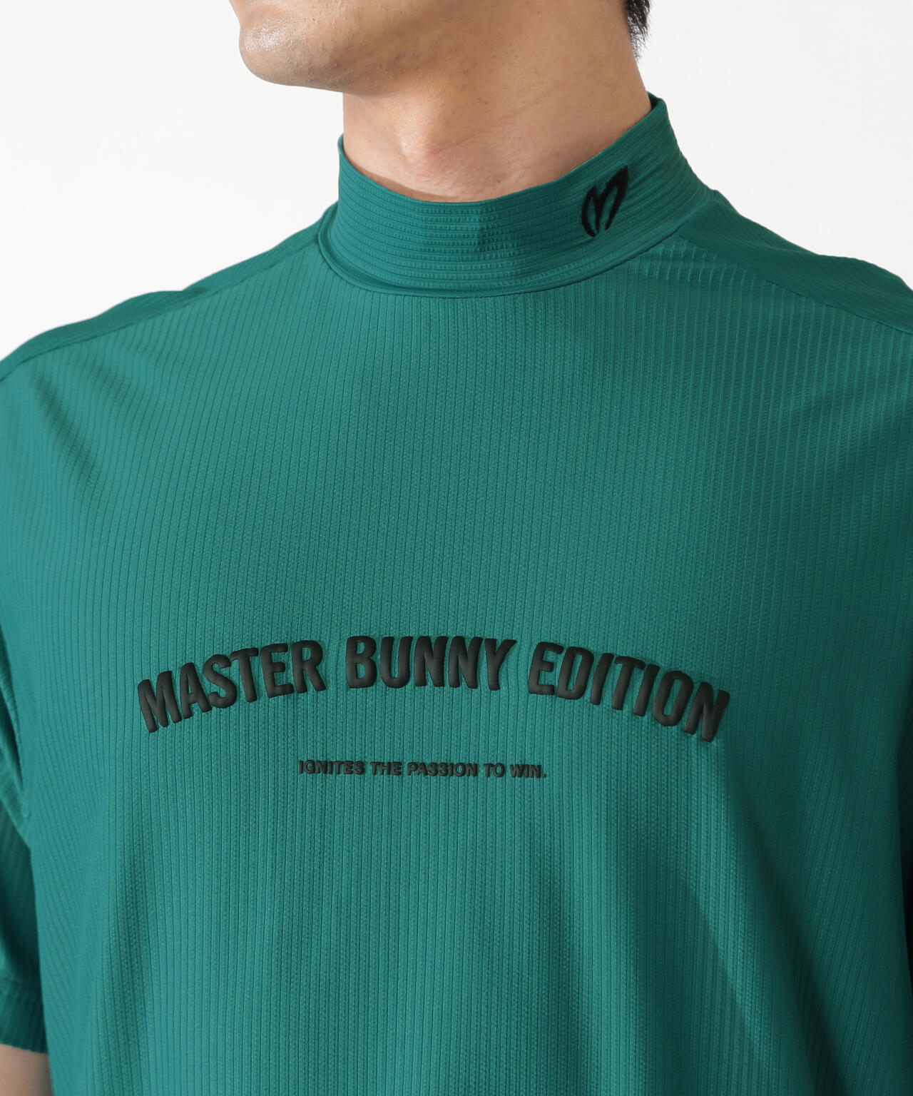 ストライプサッカー半袖ハイネックカットソー | MASTER BUNNY EDITION