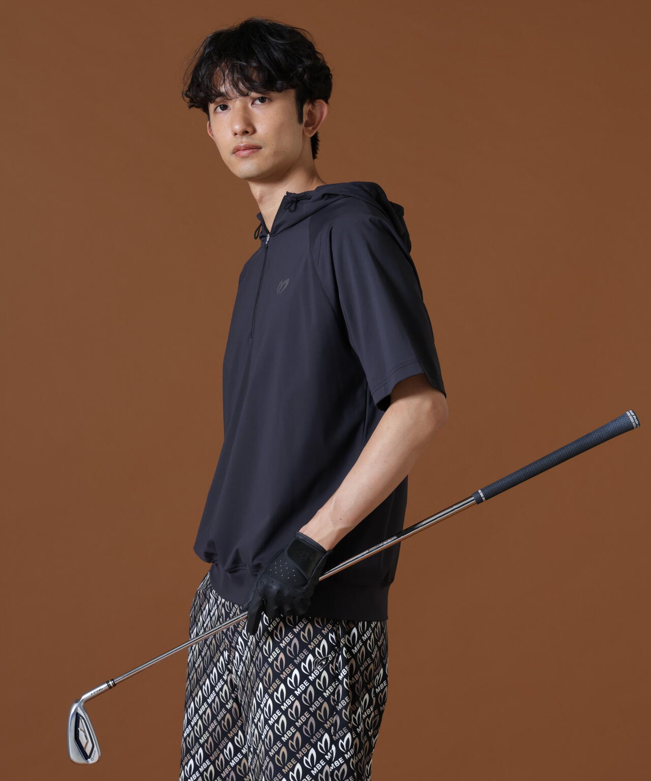 Nyベアムース半袖ハーフジップフーディプルオーバー (MENS) | MASTER