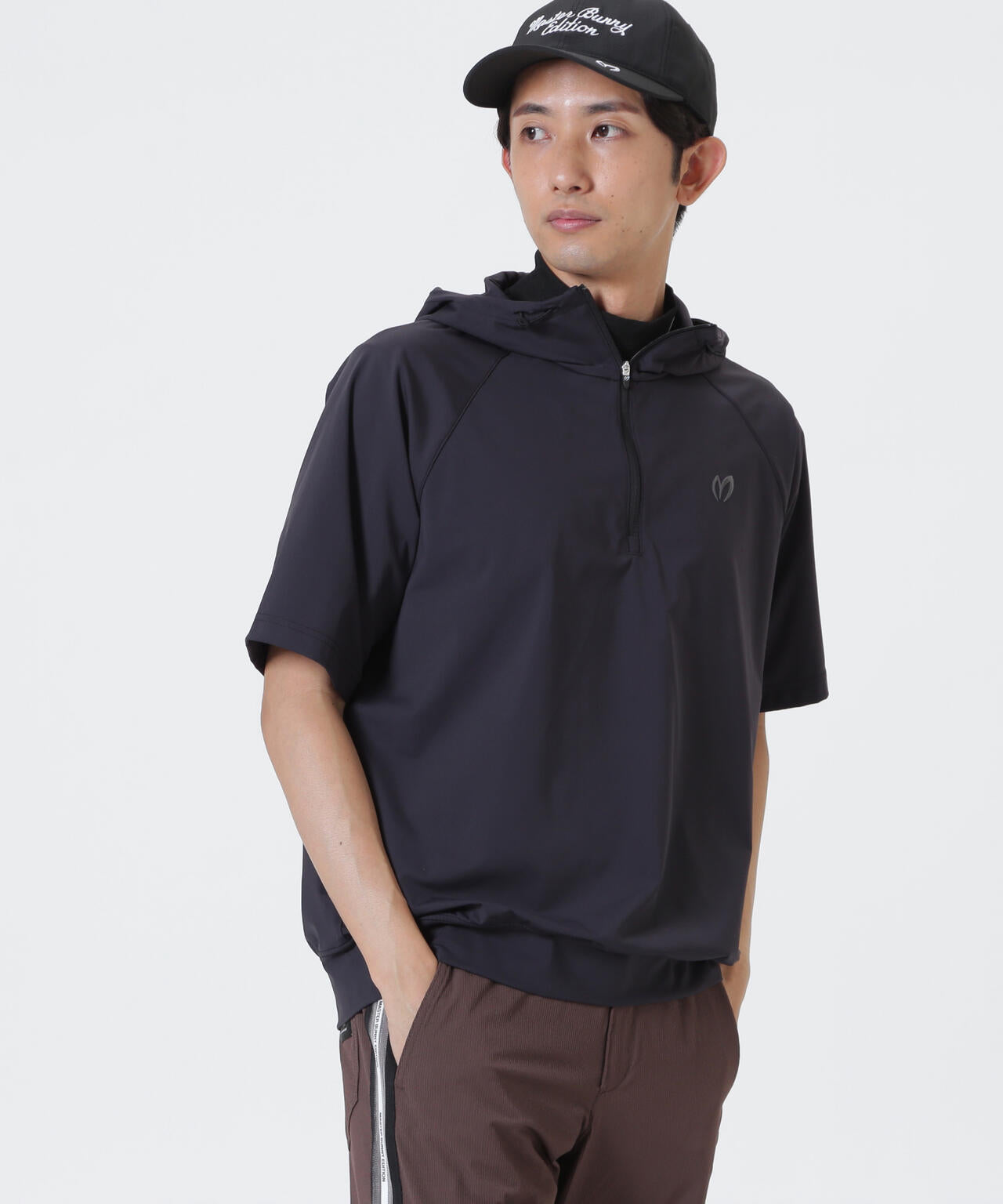 Nyベアムース半袖ハーフジップフーディプルオーバー (MENS) | MASTER