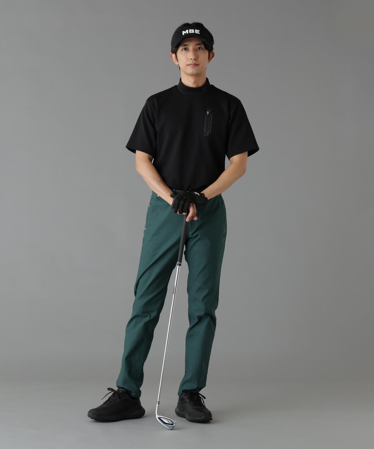 へリンボンストライプ半袖モックネックシャツ (MENS) | MASTER BUNNY
