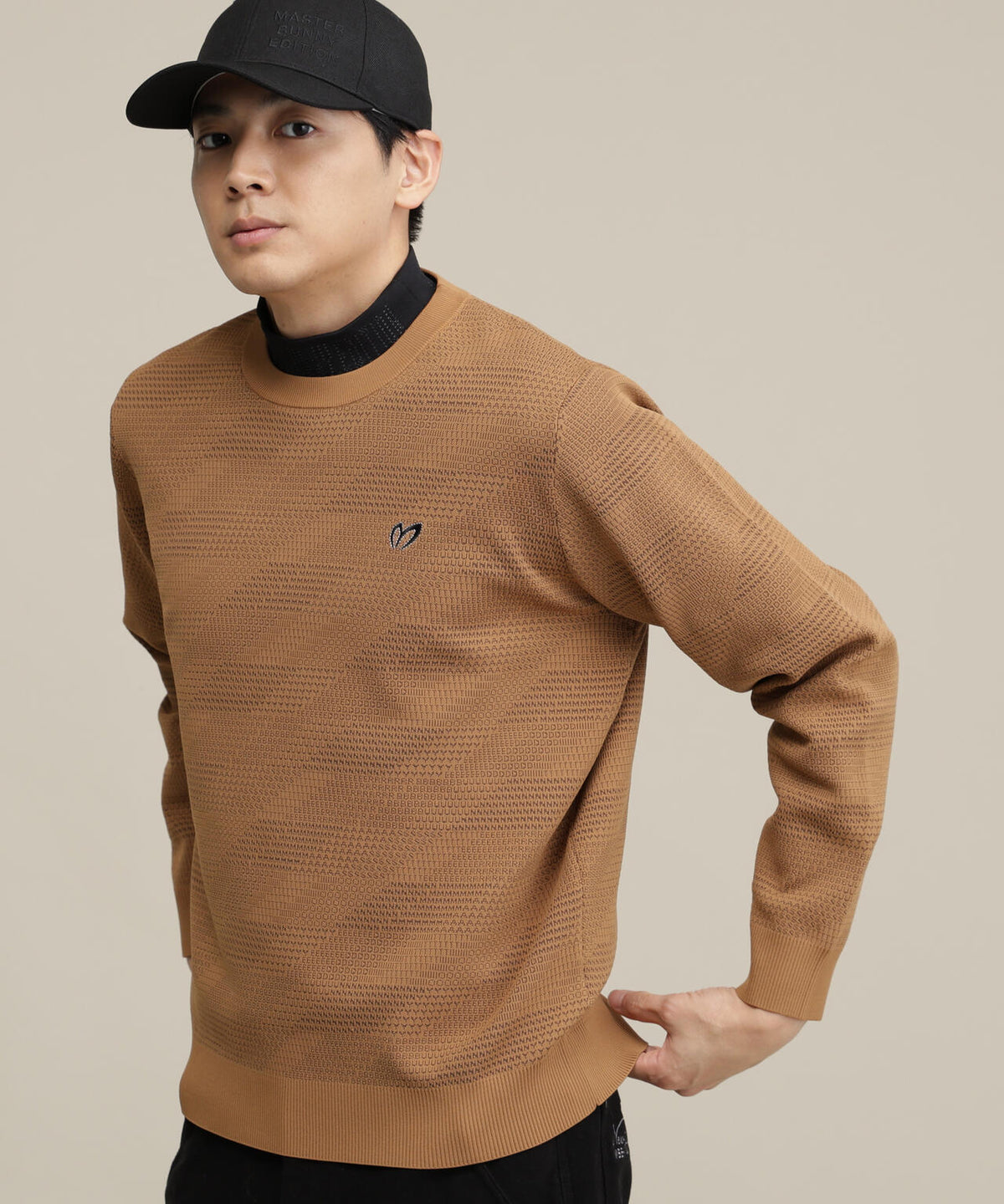 Wジャガードクルーネックニットプルオーバー (MENS)