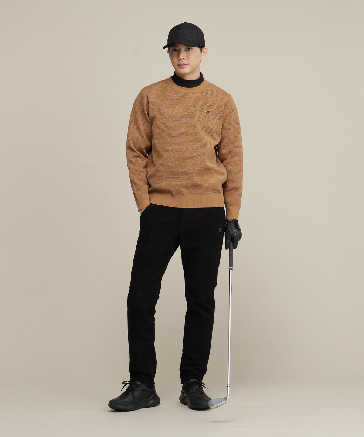 Wジャガードクルーネックニットプルオーバー (MENS)