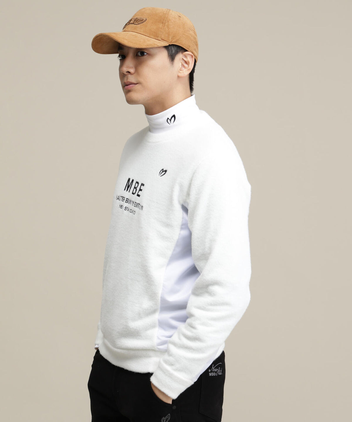 ナイロンフェザーニットクルーネックプルオーバー (MENS)