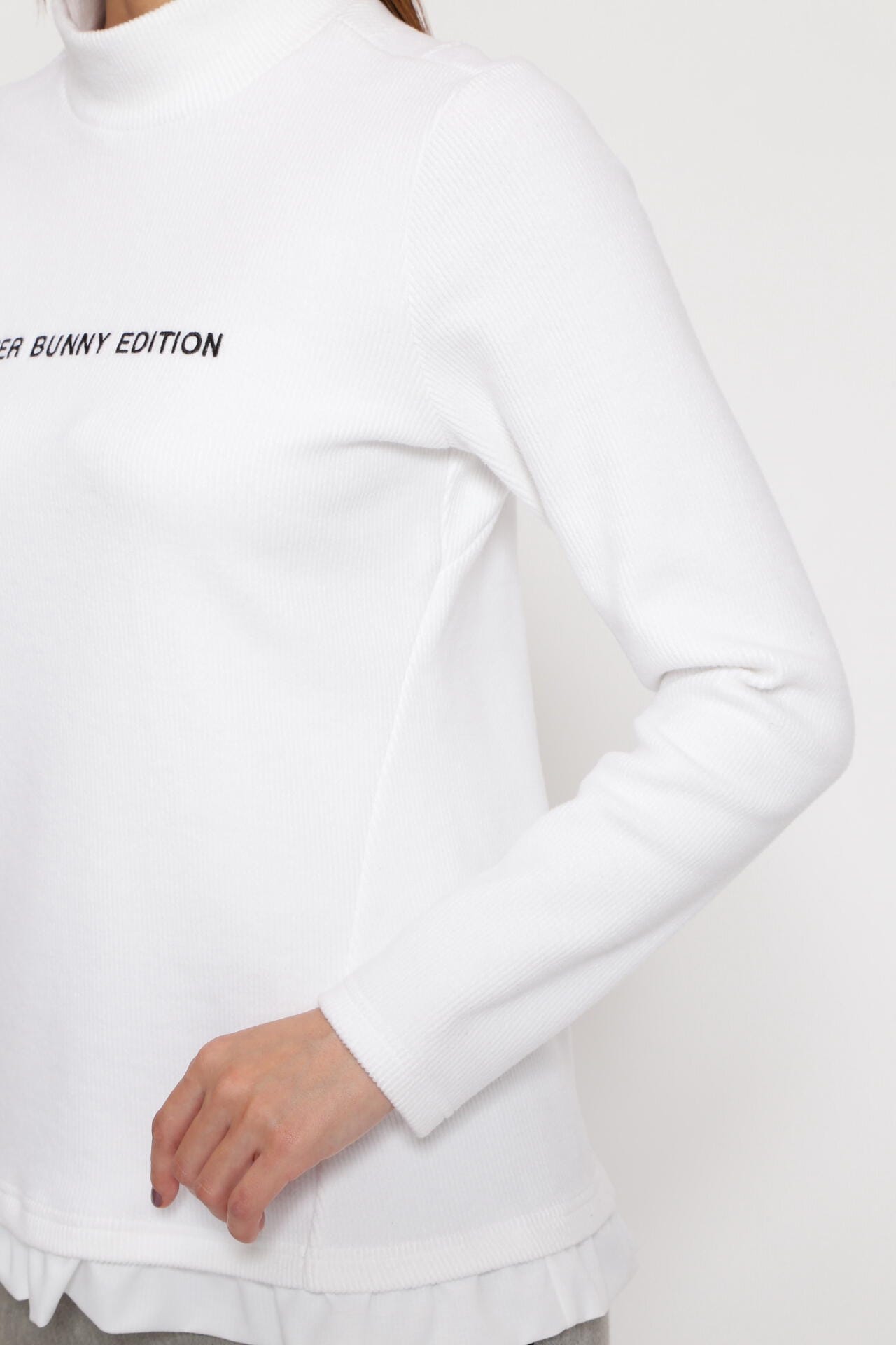 ストレッチコーデュロイ 裾フリル モックネックカットソー | MASTER