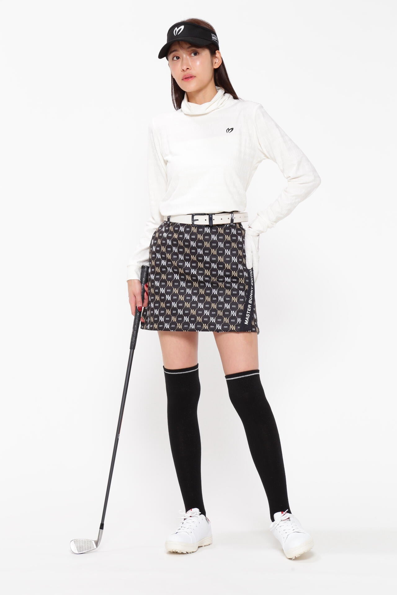 MASTER BUNNY EDITION ブラックセータースカート サイズ0 ニットボンディング スカート ＜MBEモノグラム柄＞ | MASTER BUNNY