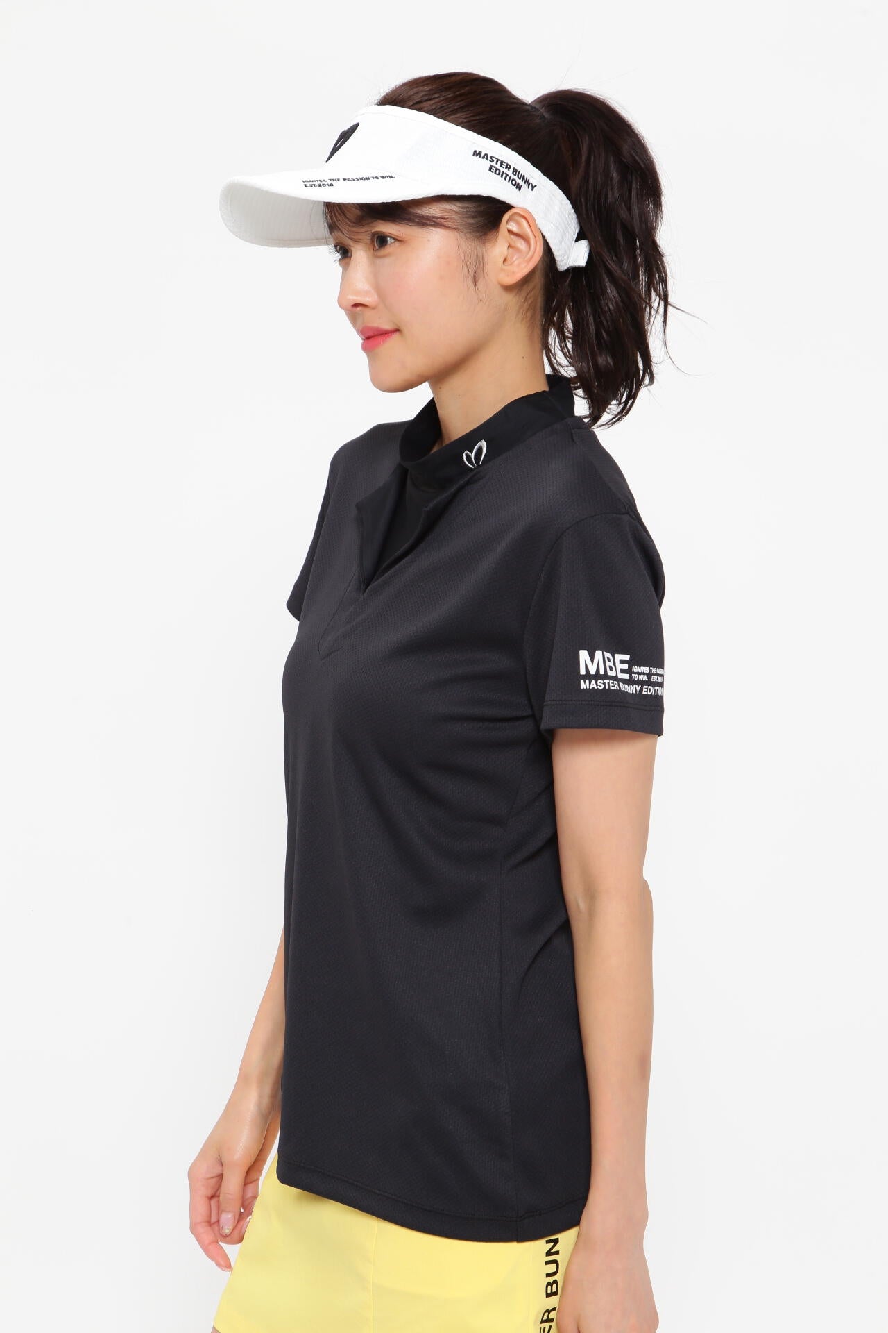 ウェーブロンストレッチ ディンプルメッシュ 半袖モックネック