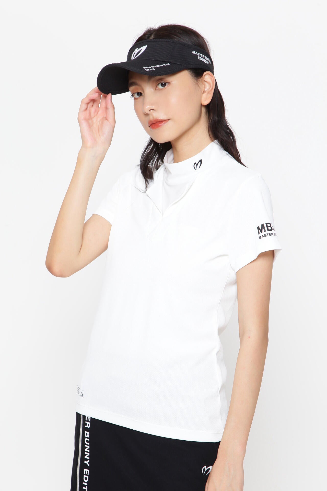 ウェーブロンストレッチ ディンプルメッシュ 半袖モックネック