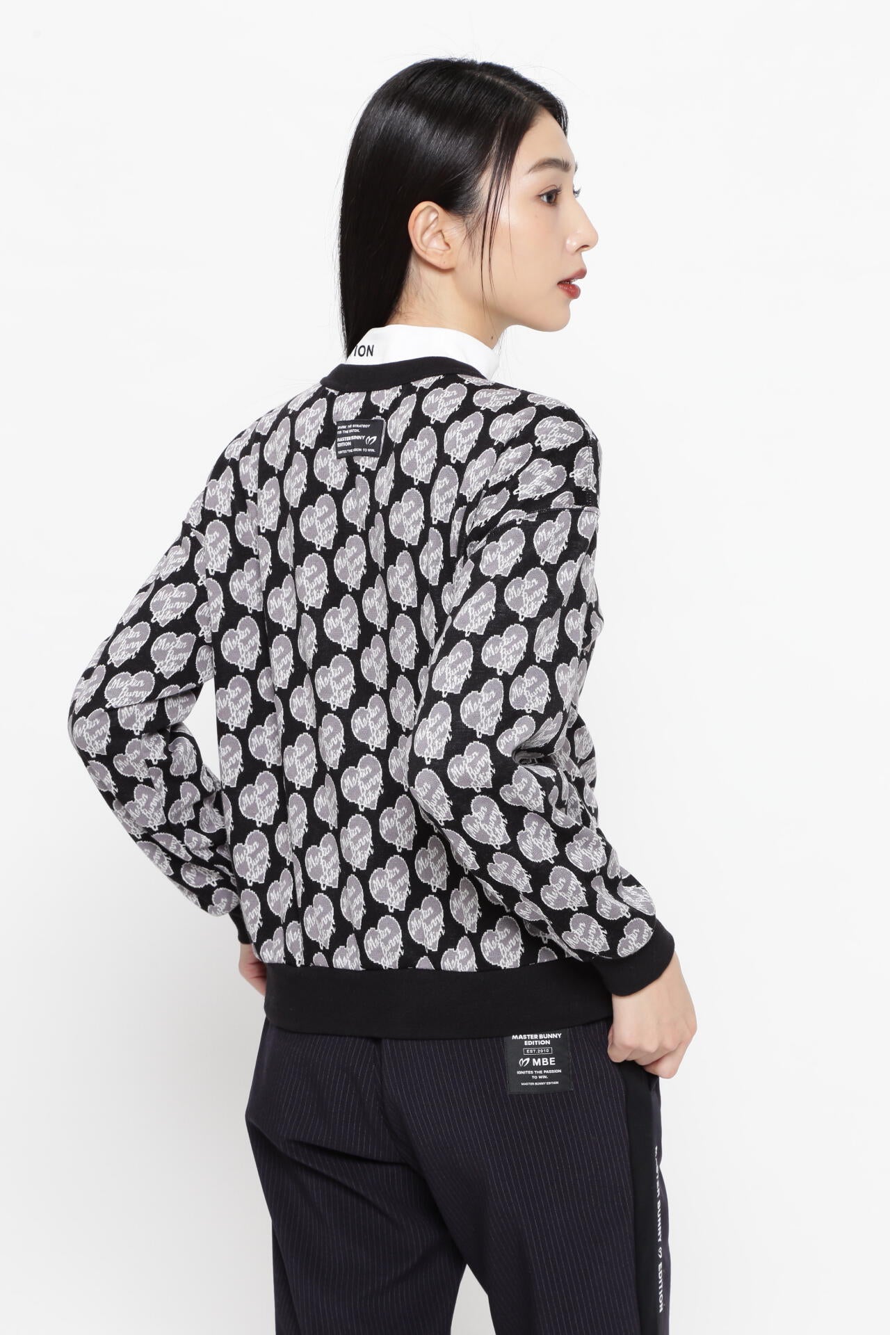 新品★35,200円 マスターバニー ロゴジャガードベスト フード付き 黒 1 ソリストヒートジャガード裏毛クルーネックカットソー | MASTER