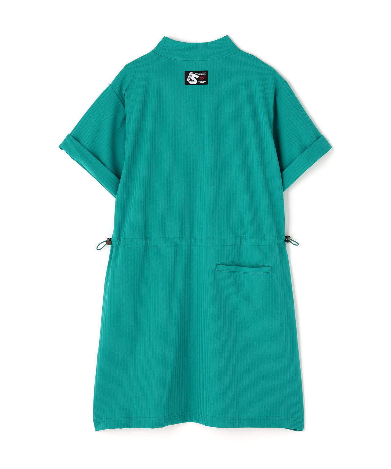 サッカーストライプ半袖モックネックワンピース