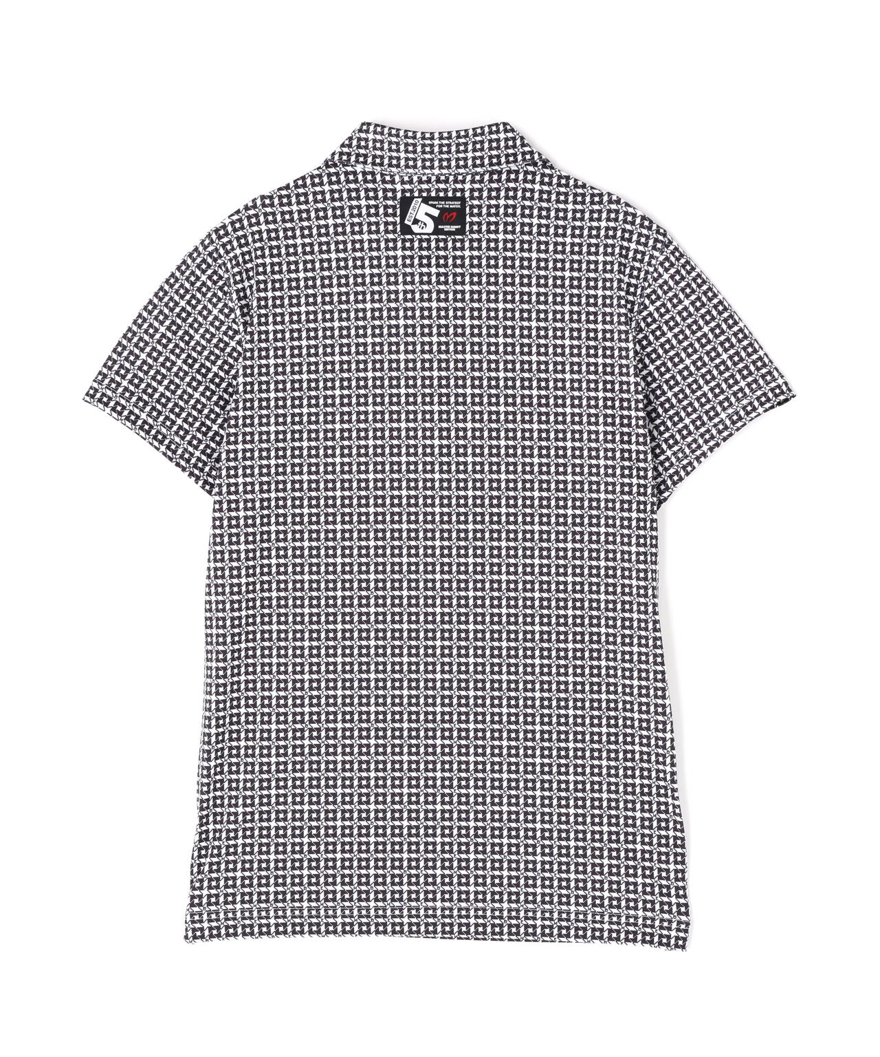 4WAYトリコット千鳥プリント半袖ポロシャツ