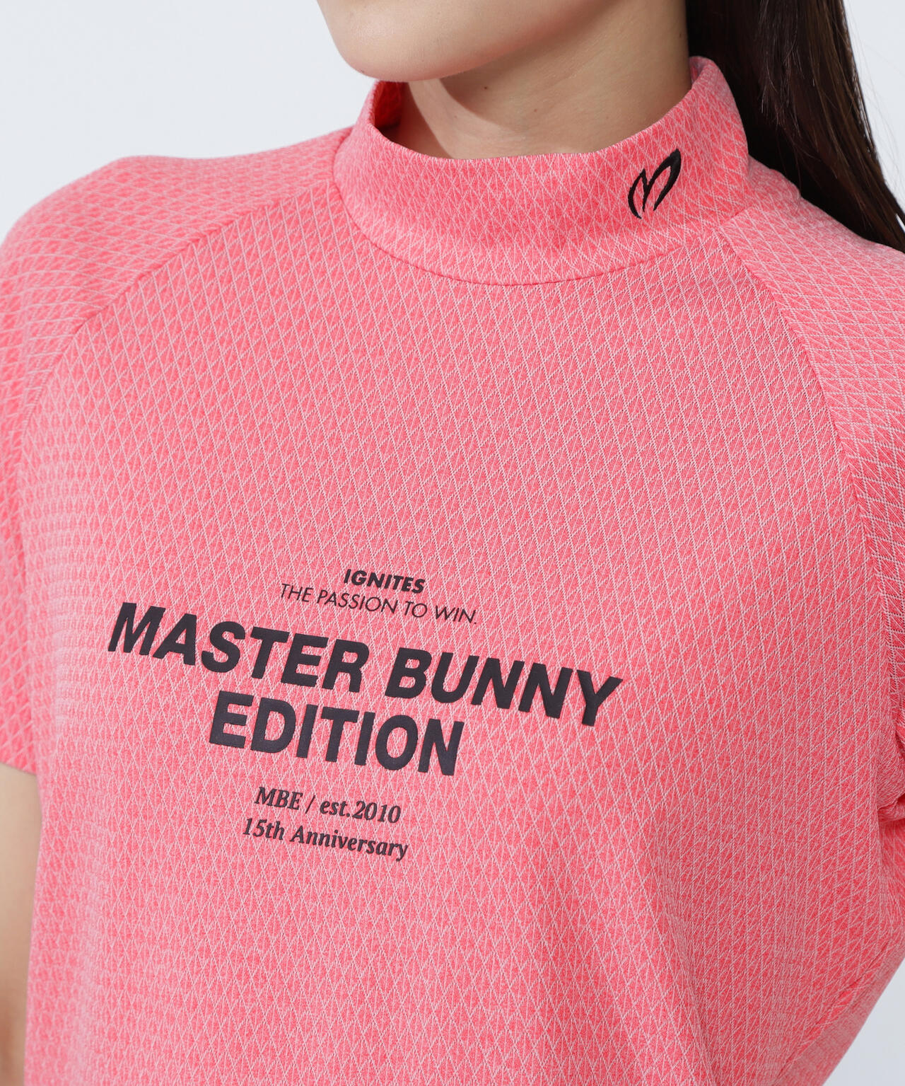 ダイヤベアジャガード半袖モックネックカットソー