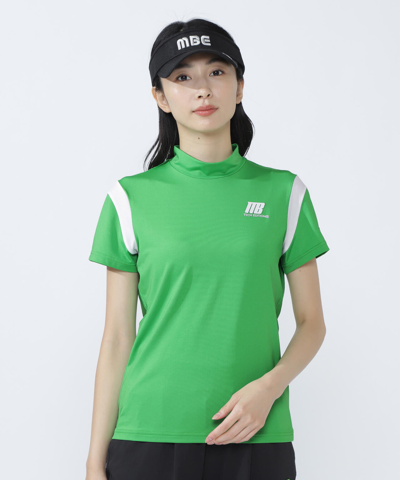ハイストレッチメッシュ半袖ハイネックカットソー ＜AddElm＞