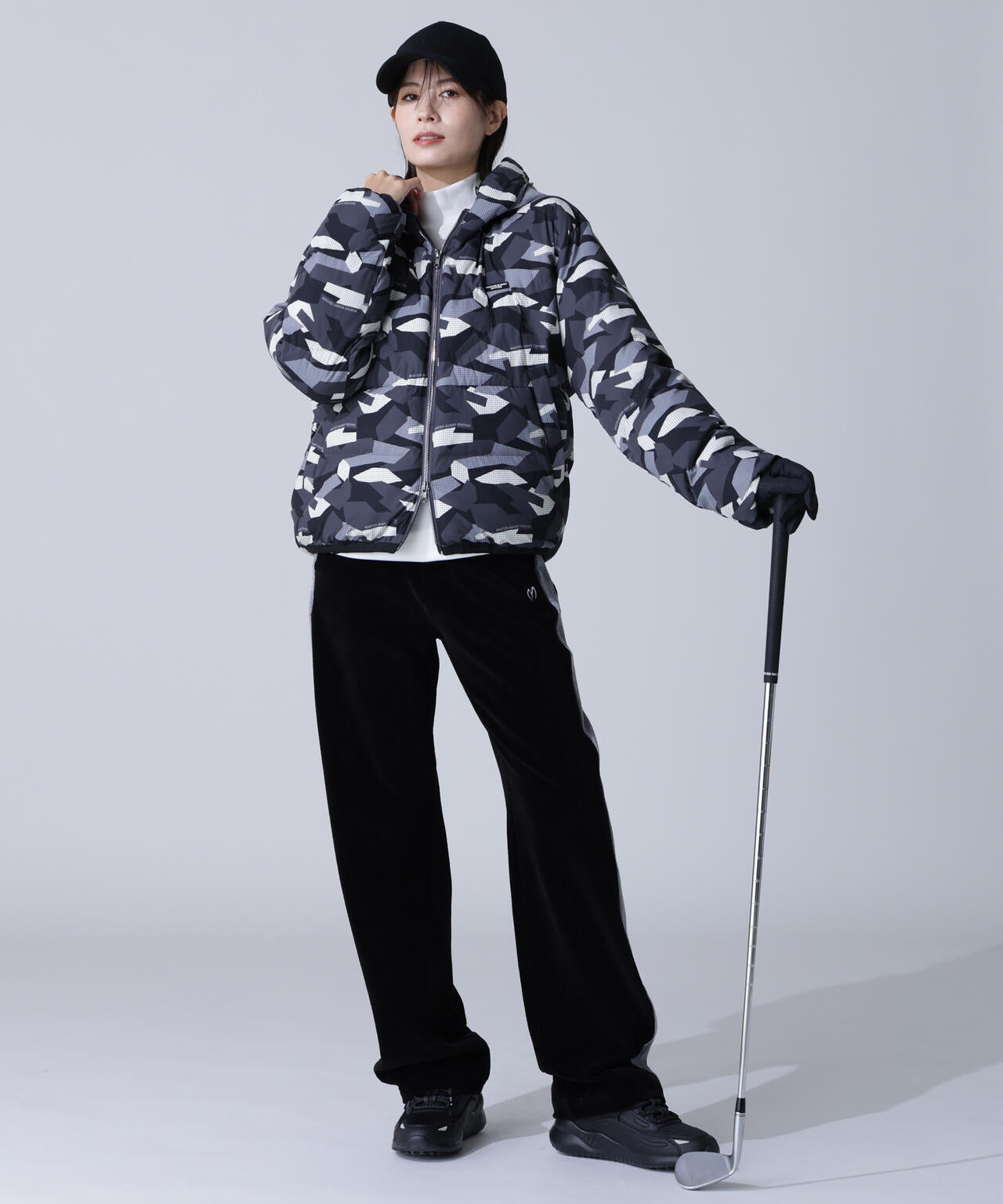 迷彩プリントフーディブルゾン