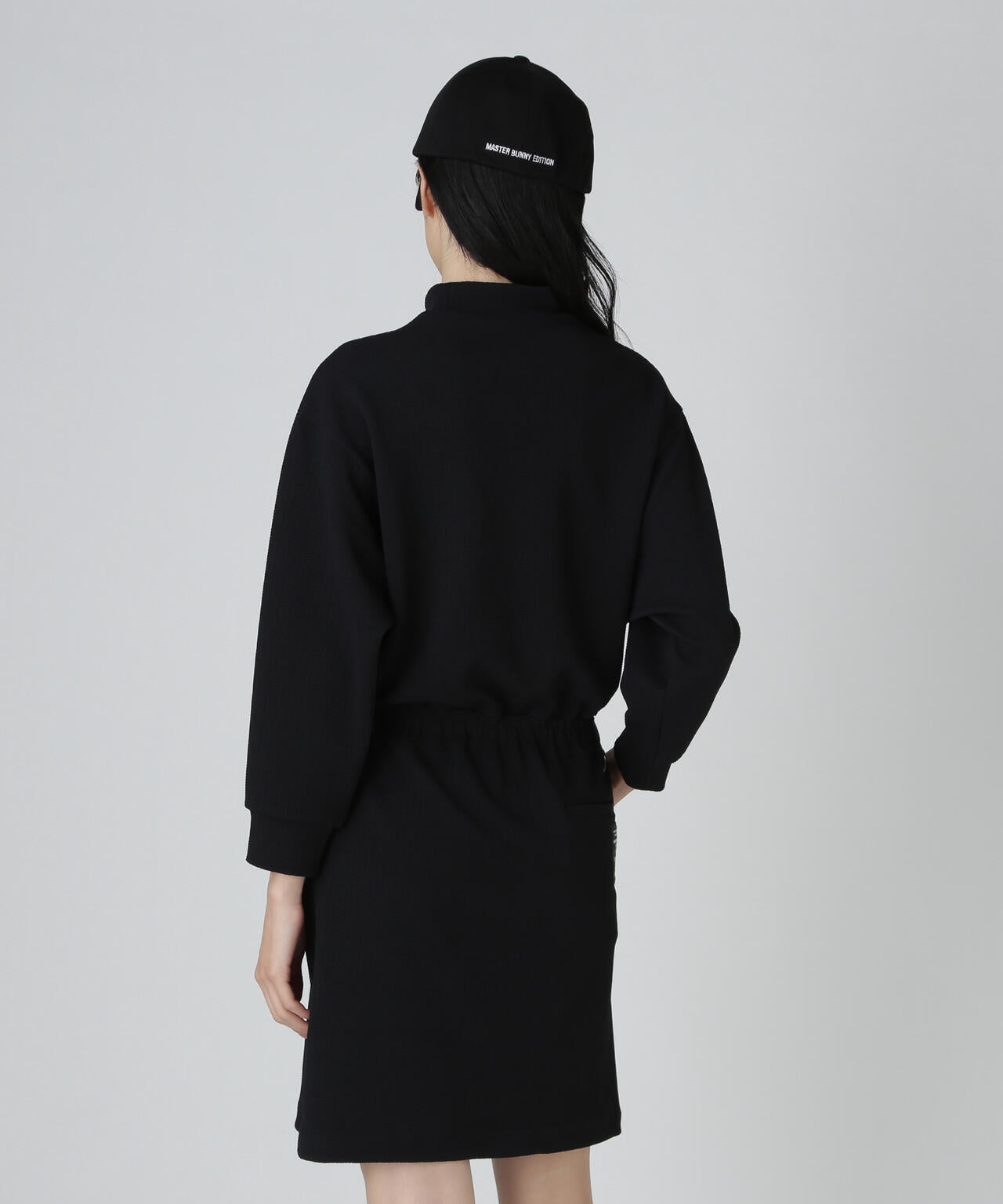 ポリストライプハイネックワンピース