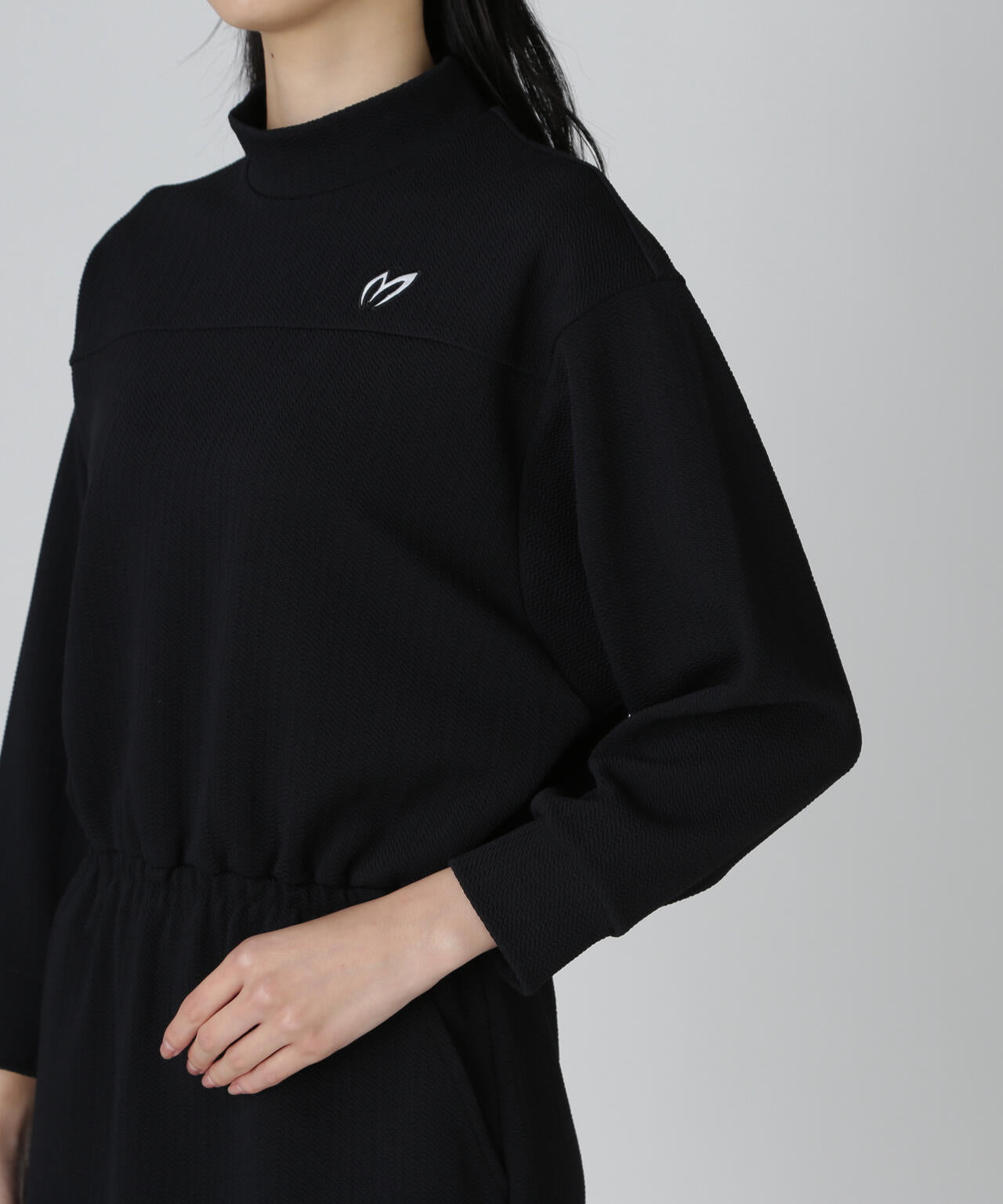 ポリストライプハイネックワンピース