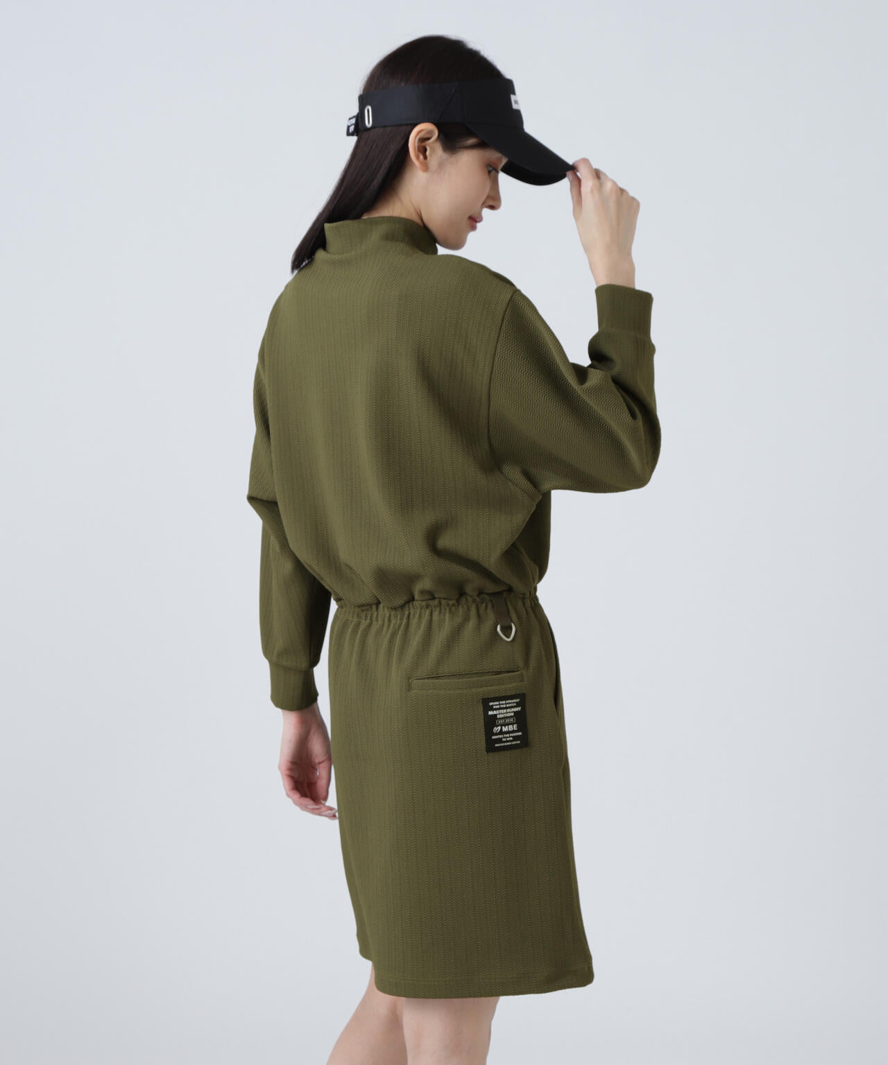 ポリストライプハイネックワンピース