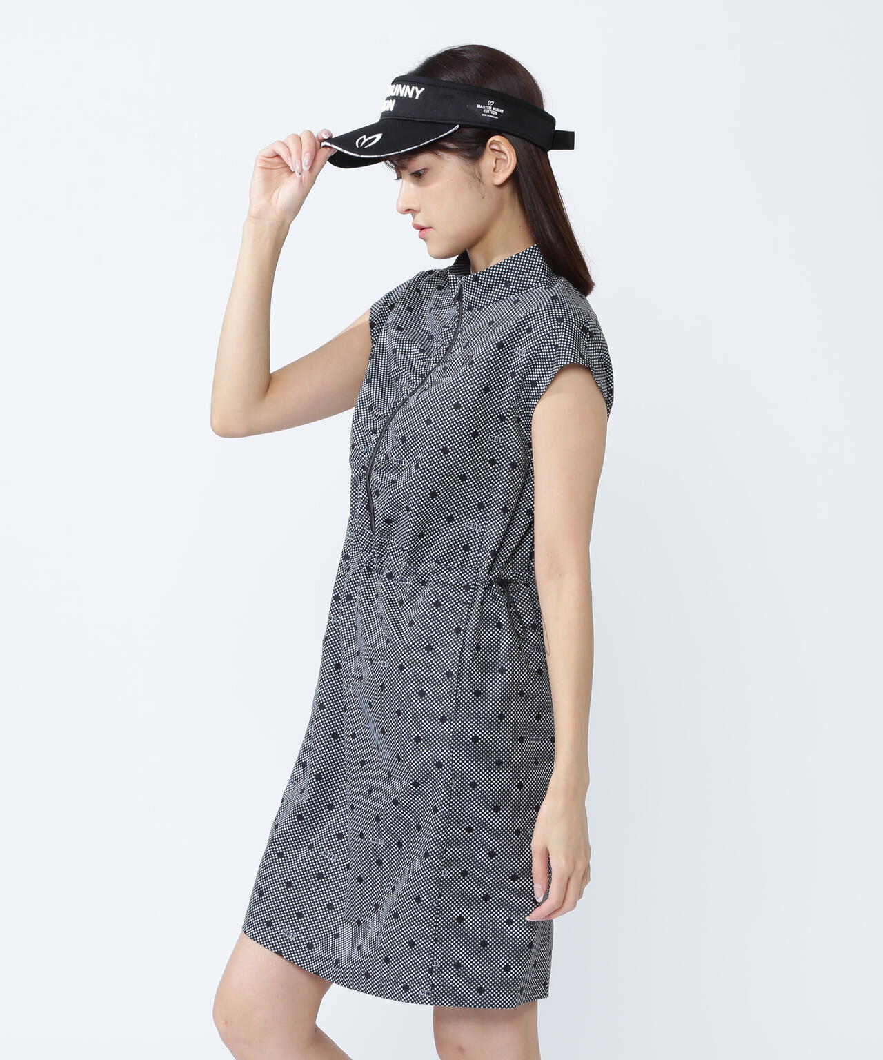 SPX×TEXBRIDプリント ハーフジップアップ スリーブレスワンピース