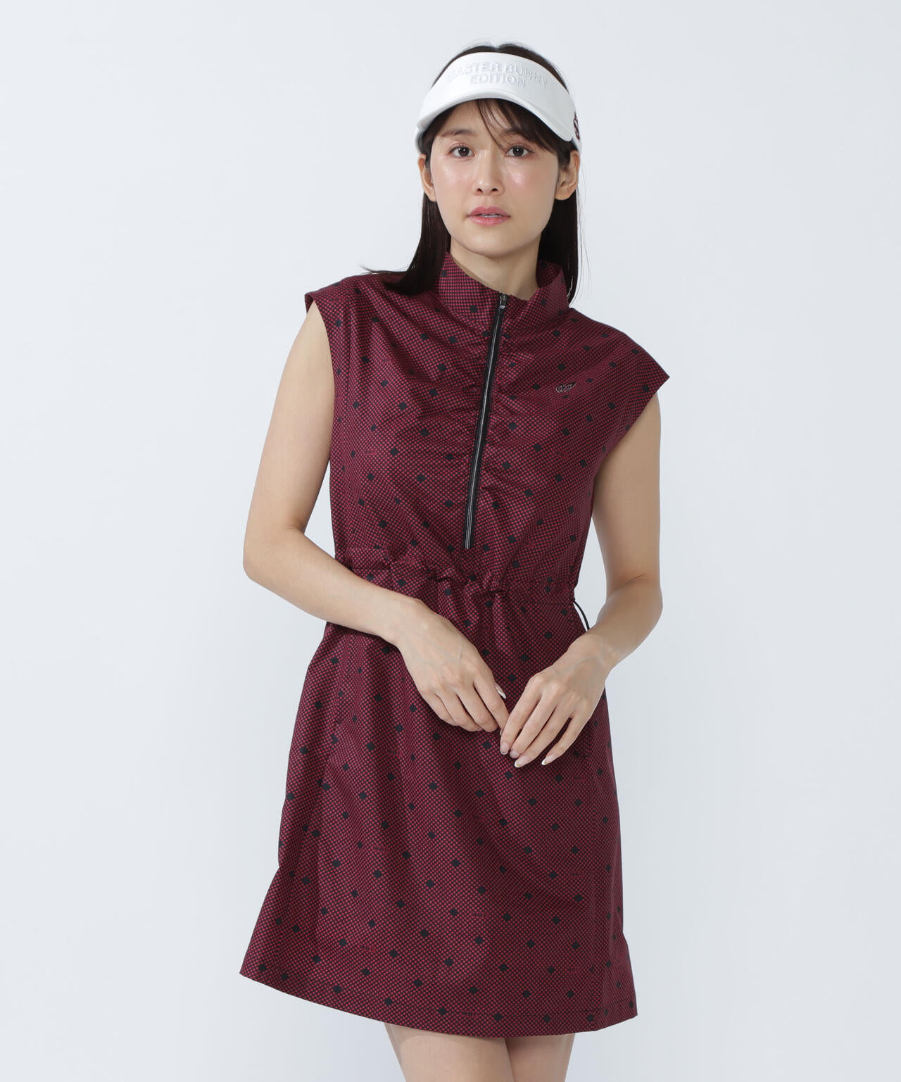 SPX×TEXBRIDプリント ハーフジップアップ スリーブレスワンピース