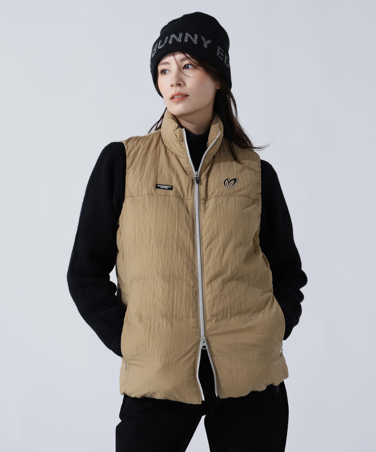 ナイロンリップ中綿フルジップベスト
