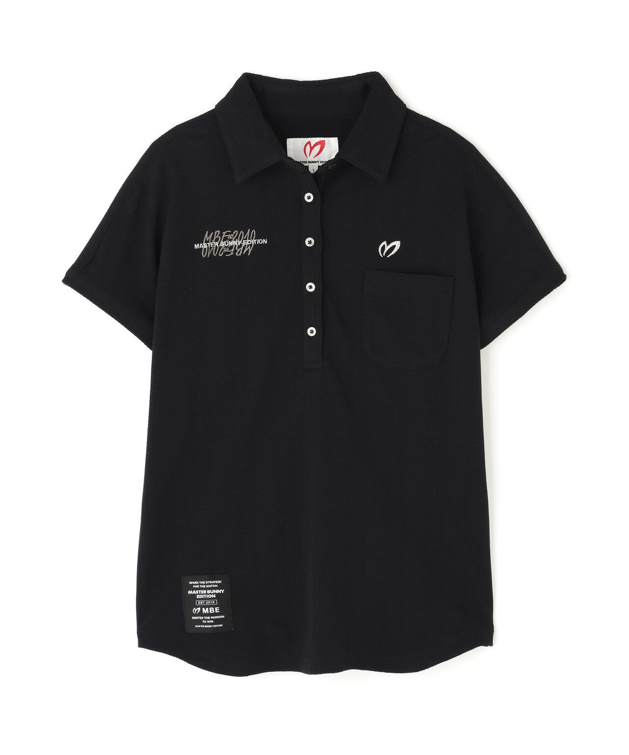 エコペットストレッチタックジャガードフレンチスリーブポロシャツ