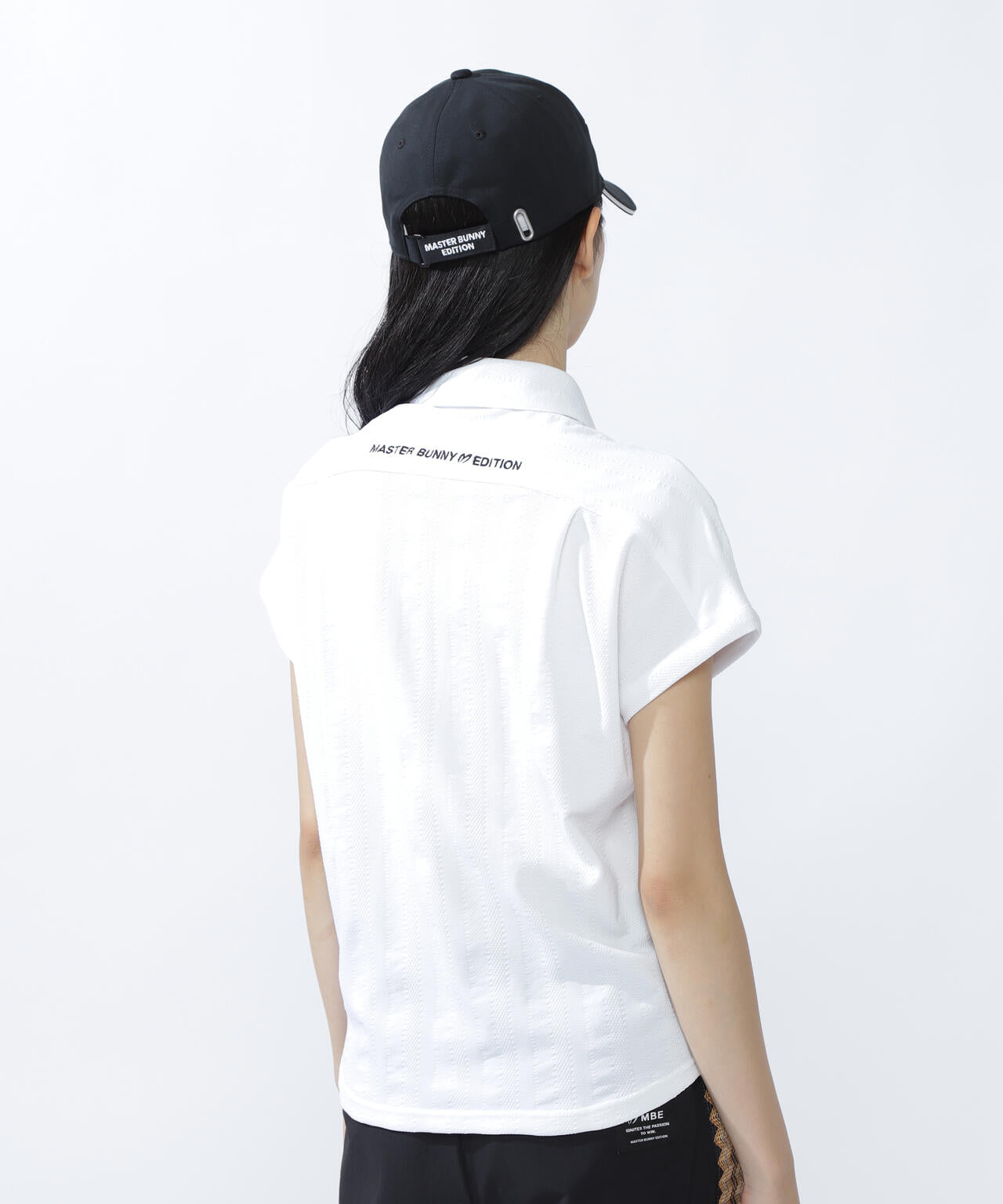 エコペットストレッチタックジャガードフレンチスリーブポロシャツ